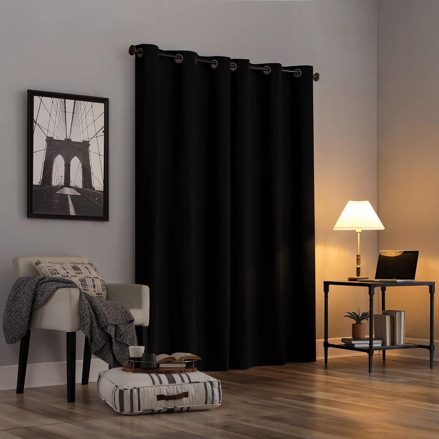 Black Thermal Blackout Grommet Curtain Panel