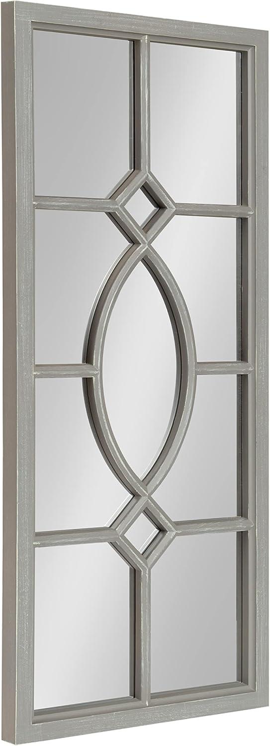 Kate and Laurel Cassat Casual Farmhouse Window Wall Accent Mirror, Rustic Gray