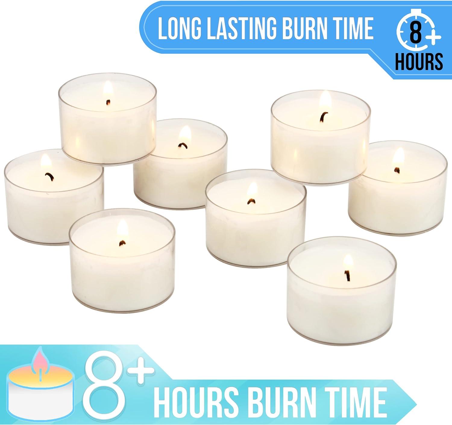 Sustainable Palm Wax White Tealight Candles, 96 Pack