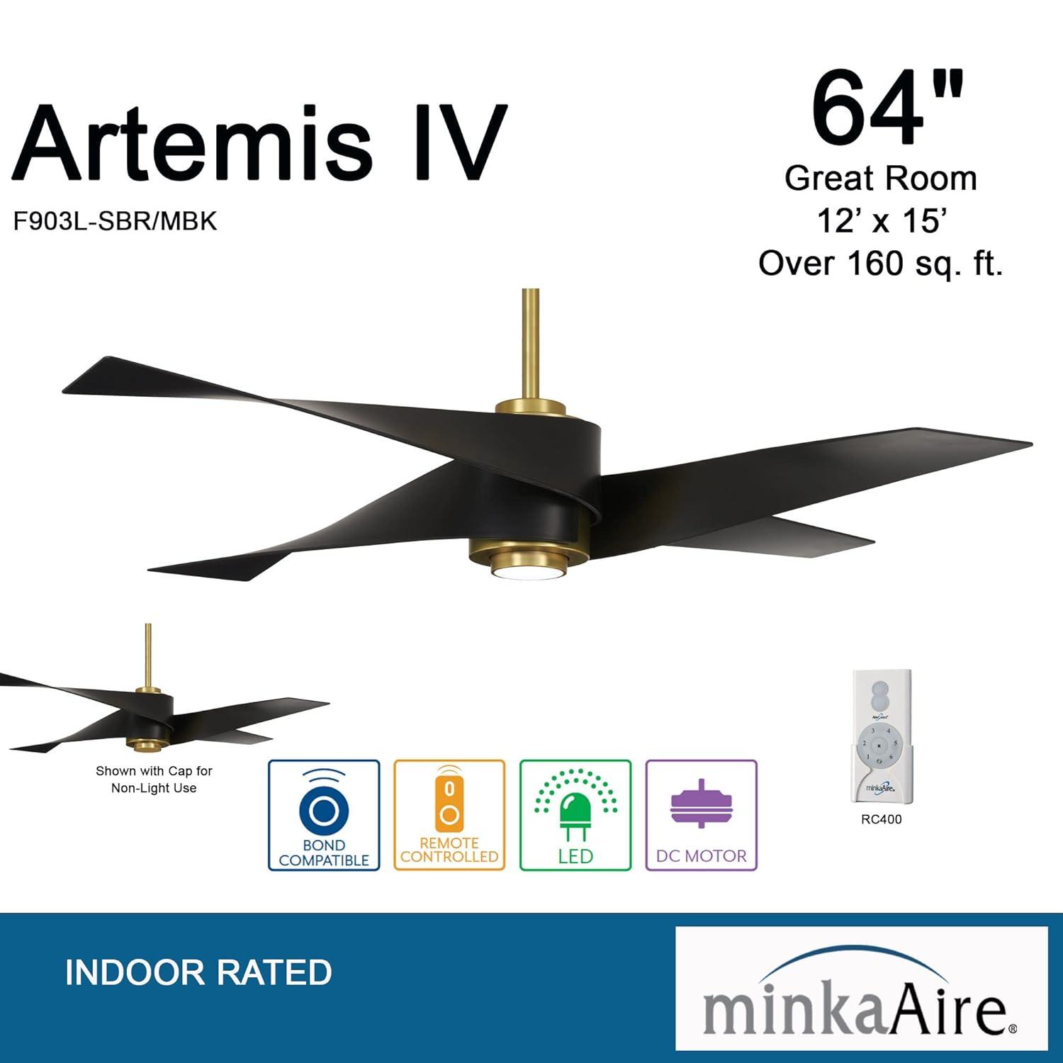 64" Artemis 4 Blade LED Standard Ceiling Fan with Light Kit Included