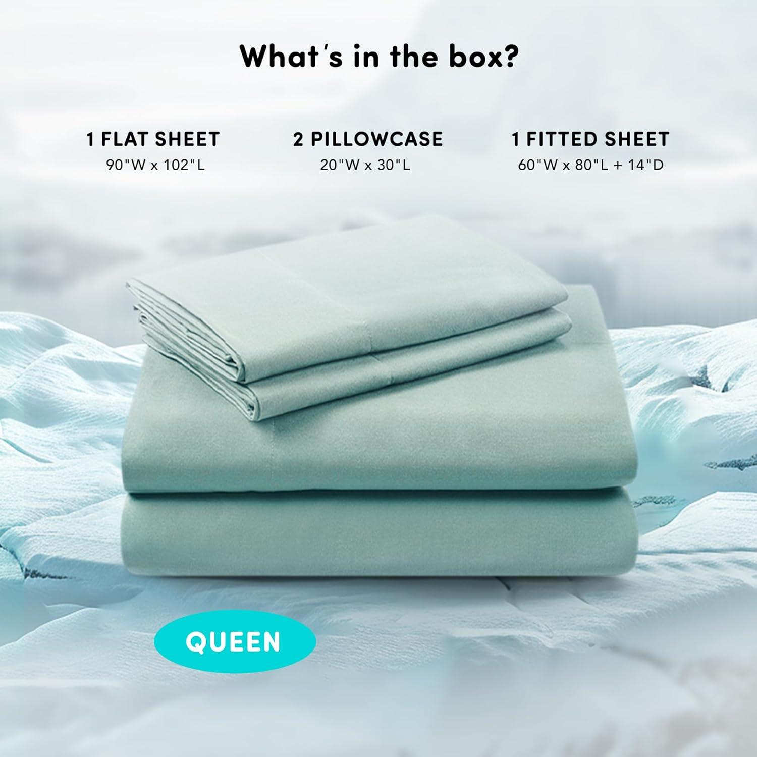 Comfort Spaces Microfiber Coolmax Solid Sheet Set, Queen, Aqua