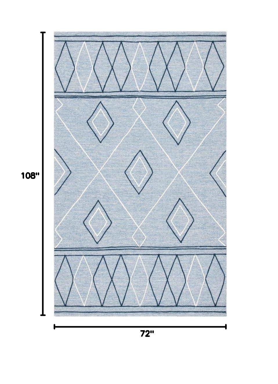 Striped Kilim STK510 Hand Woven Area Rug - Light Blue/Ivory - 6'x9' - Safavieh.