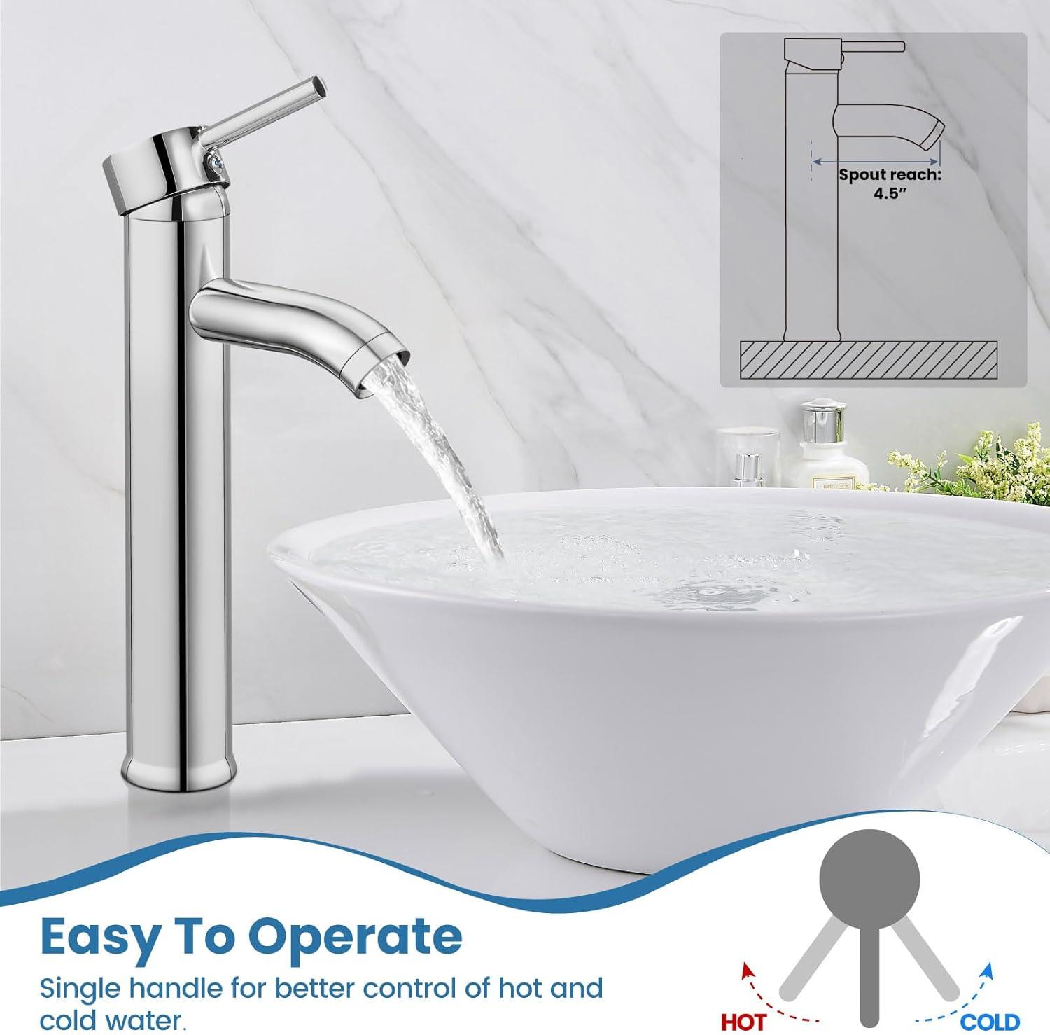 VIBRANTBATH Vessel Sink Faucet Single-handle Bathroom Faucet with Drain Assembly A-99052H-N-2