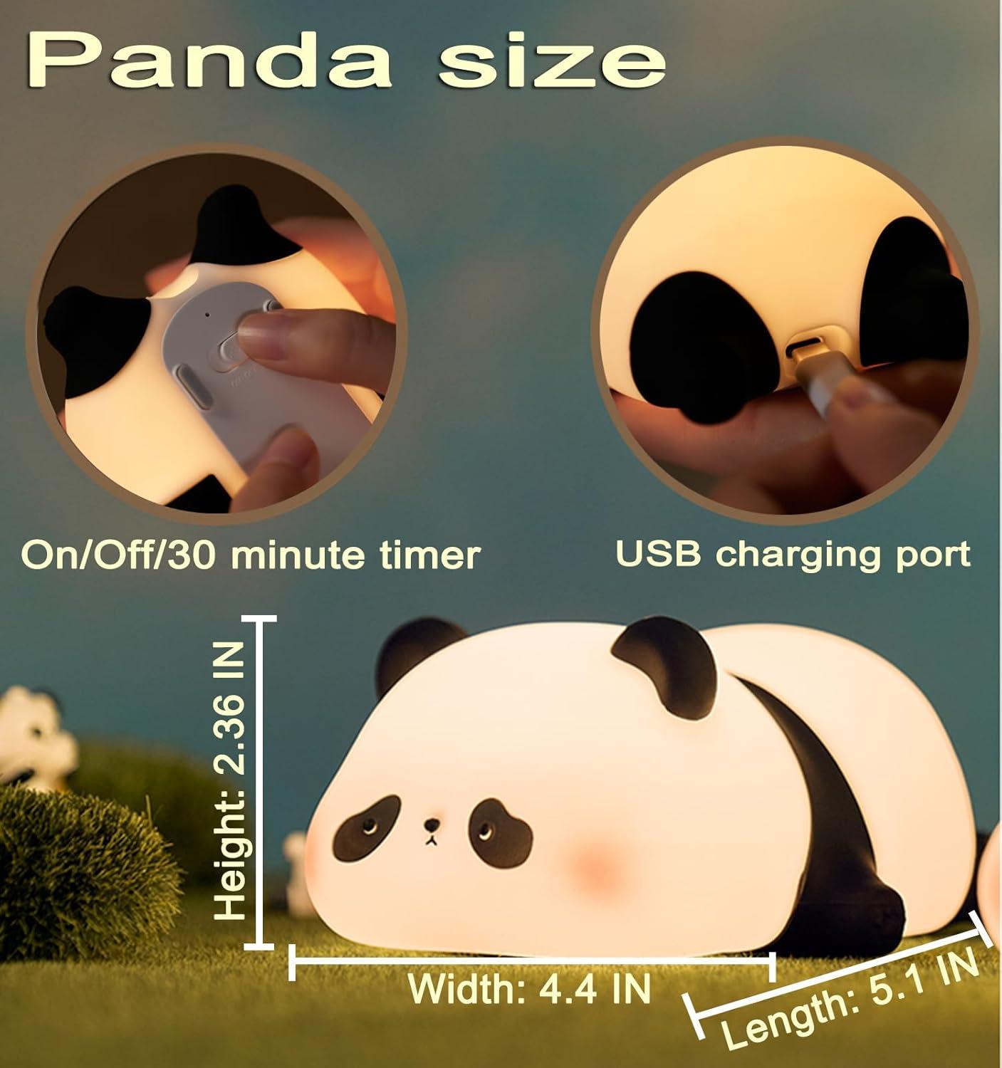 Cute Rechargeable Silicone Panda Night Light for Kids