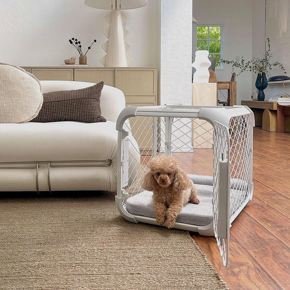 DIGGS 24" Evolv Dog Crate - Safe, Durable Kennel with Removable Ceiling Panel and Modular - Ash