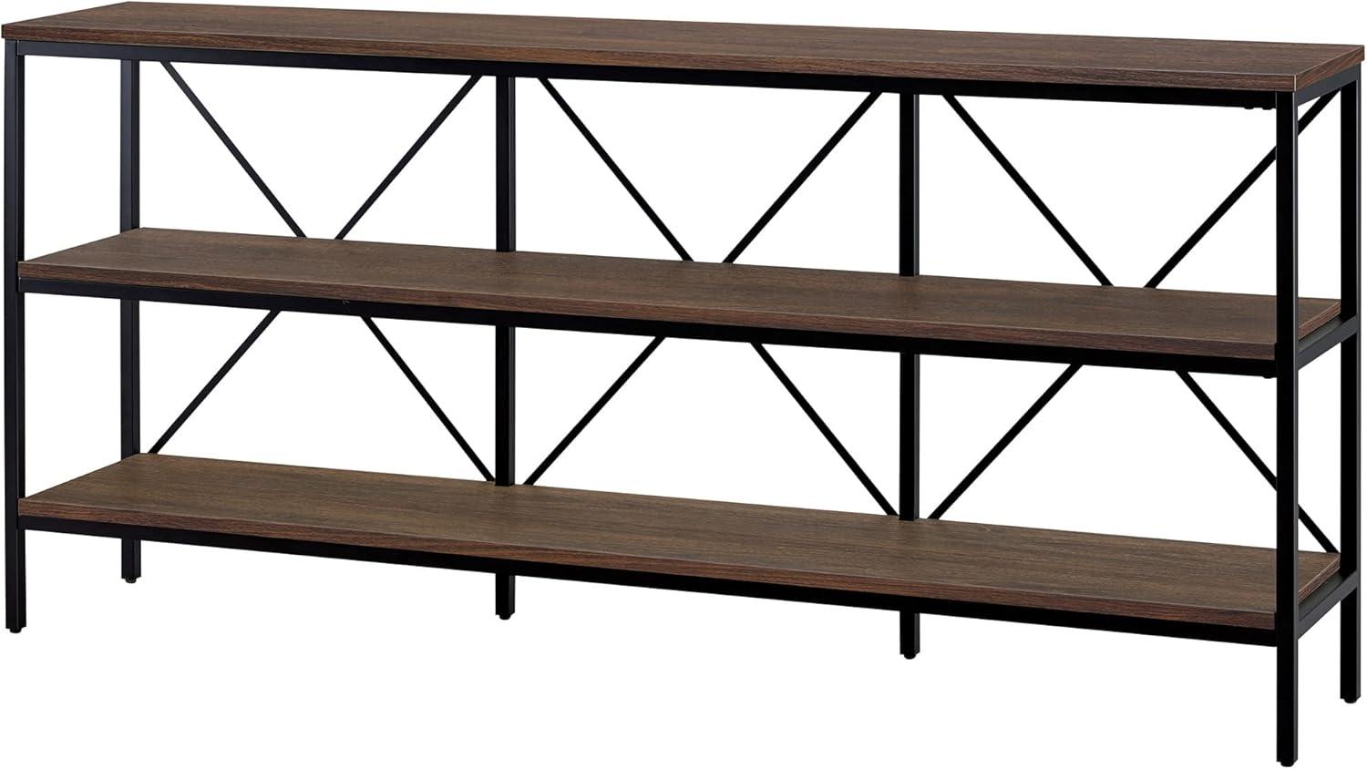 Kira 64" Alder Brown and Blackened Bronze Console Table with Storage