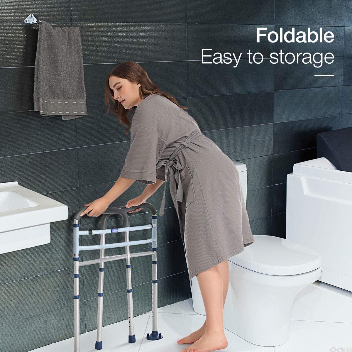 Adjustable Aluminum Freestanding Toilet Safety Rail with Suction Cups