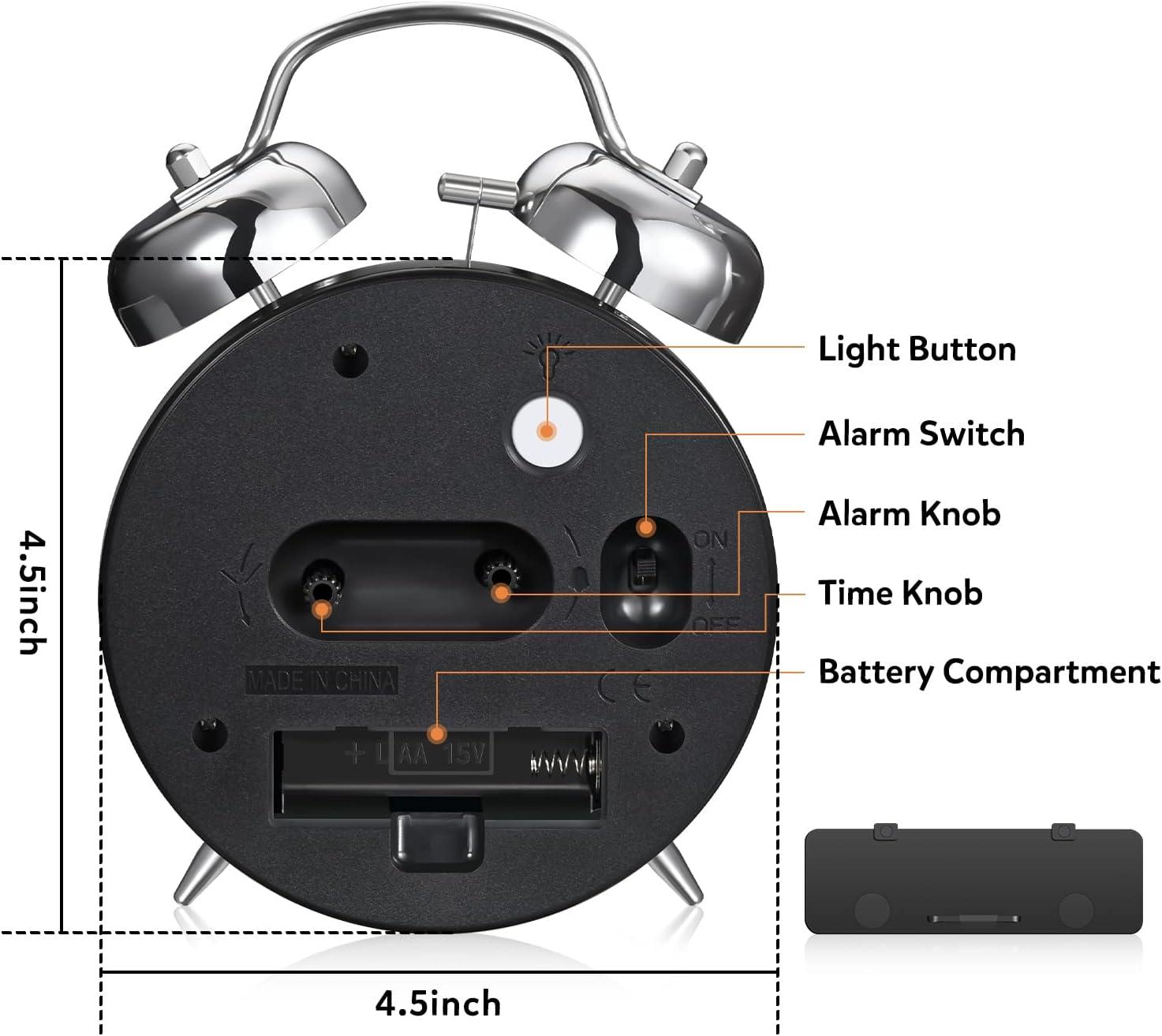 Upgraded charging alarm clock for Heavy Sleepers people,Retro Clock with light