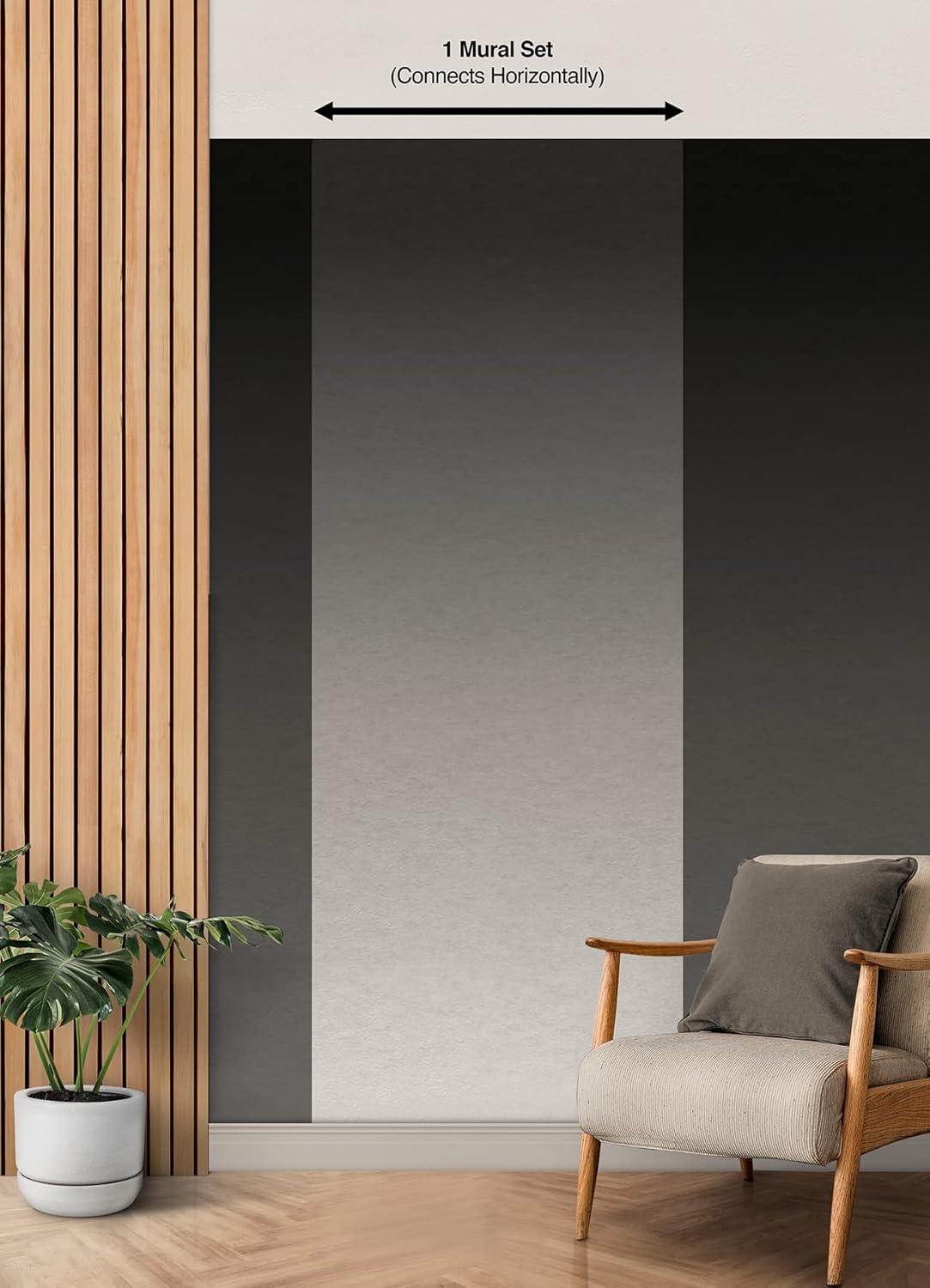 RoomMates Aura Ombre Peel and Stick Wallpaper Mural Charcoal: Self-Adhesive Vinyl, Abstract Design, 15.4 Sq Ft Coverage