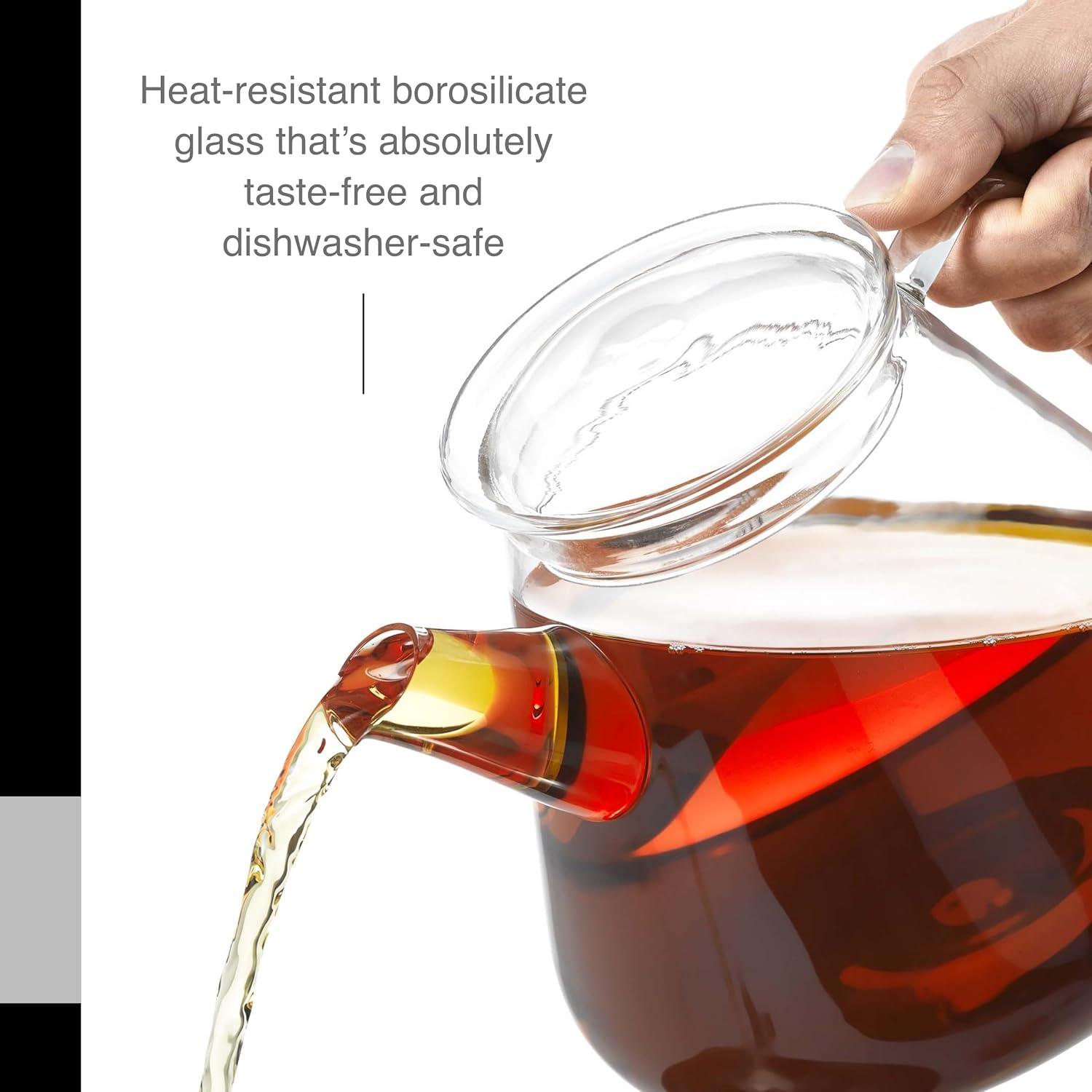 Clear Glass Teapot with Acacia Wood Warmer