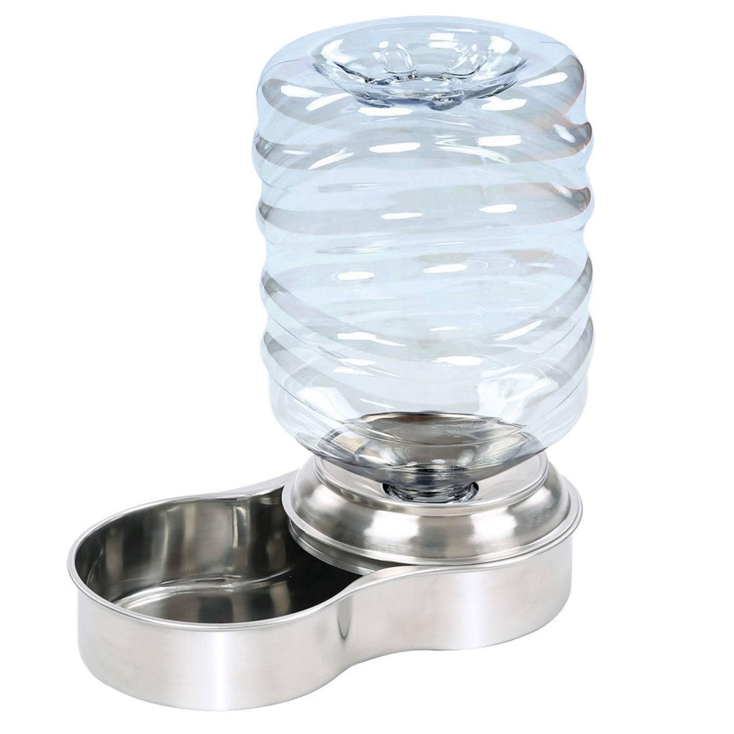 Pet Water Fountain for Dog Cat Stainless Steel Bowl Automatic Gravity Water Dispenser