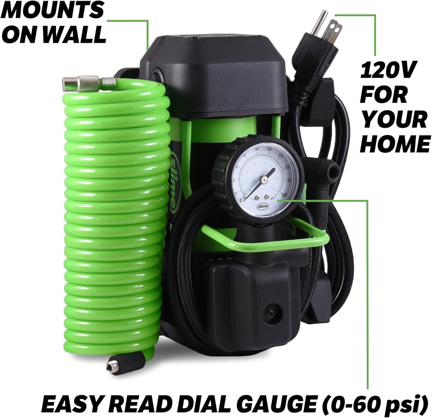 Slime 120V Electric Garage Tire Inflator with Long Hose