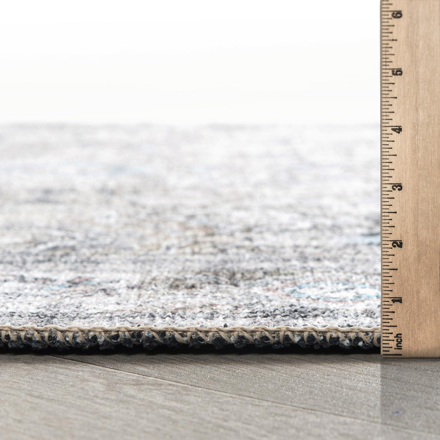 World Rug Gallery Transitional Distressed Vintage Machine Washable Area Rug- OLIVE 5' X 7'
