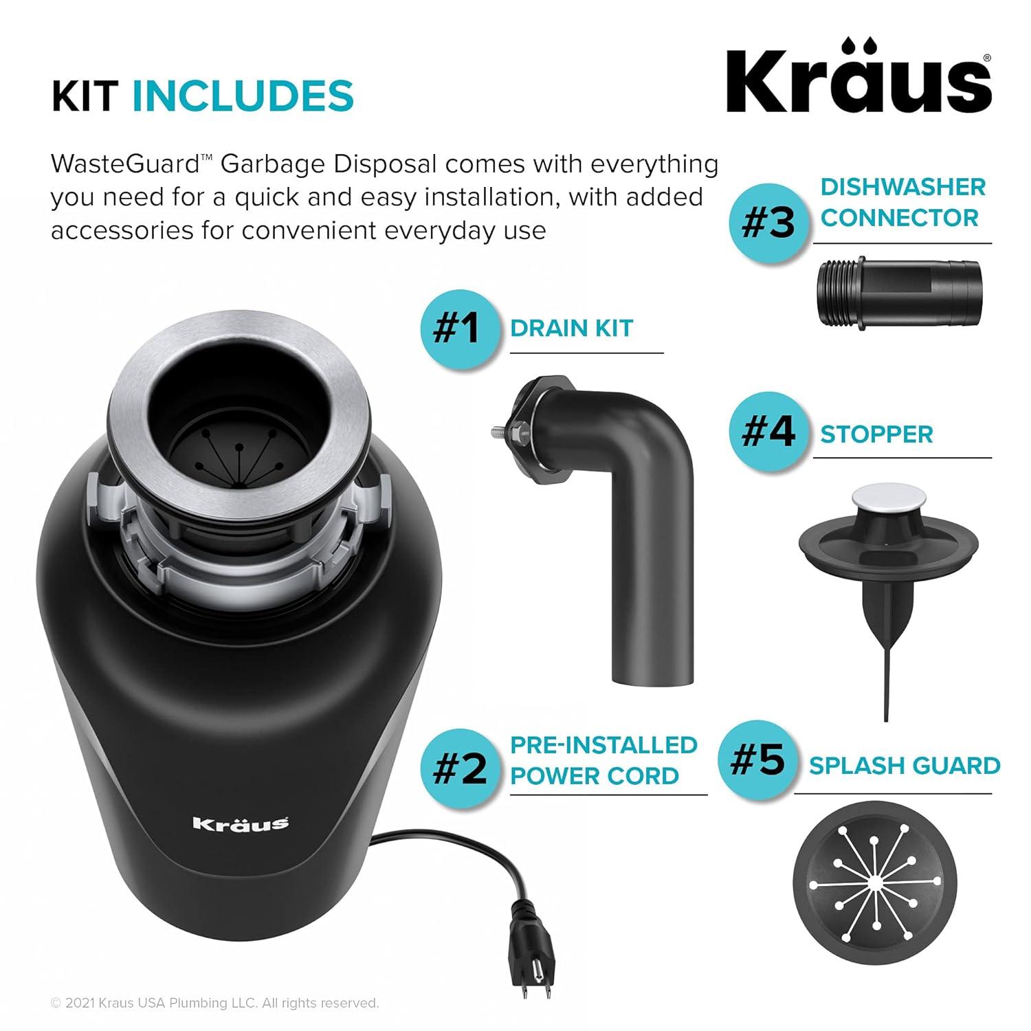 KRAUS Standard PRO™ Gauge Undermount Kitchen Sink with WasteGuard™ Garbage Disposal