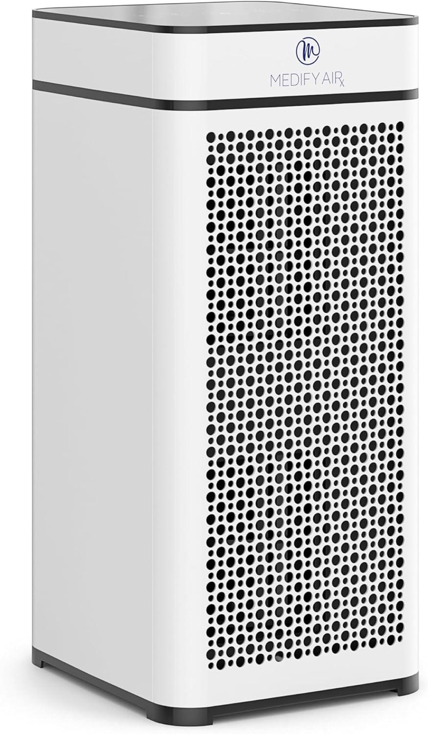 Medify Air White MA-50 Air Purifier with HEPA Filters I Smoke Dust Pet Odors I 3 in 1 with Pre-filter HEPA H13 & Activated Carbon I Removal of 0.1 to 0.3 microns I 1,793 Sq ft Coverage I 1-Pack