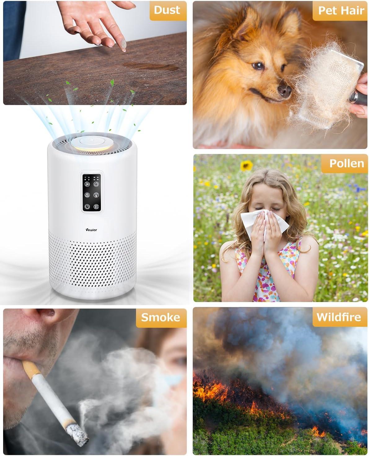 White HEPA Air Purifier with Odor Absorbing Filter