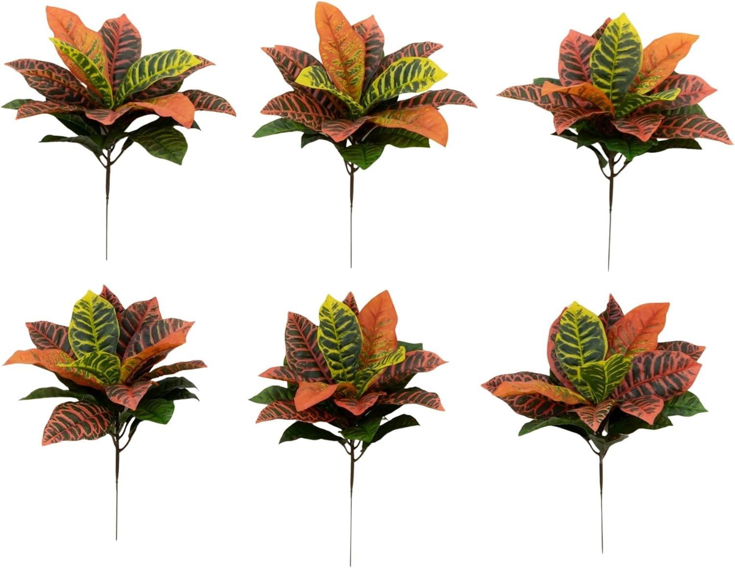 Primrue 17in. Garden Croton Artificial Plant (Real Touch) (Set of 6)