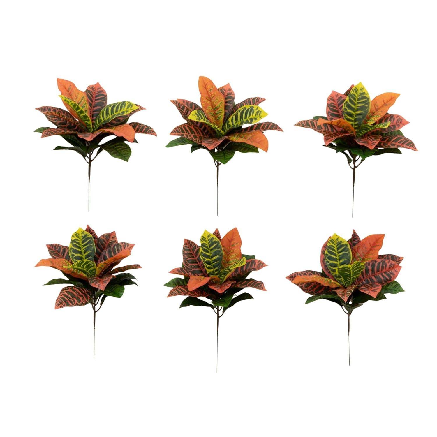 Primrue 17in. Garden Croton Artificial Plant (Real Touch) (Set of 6)