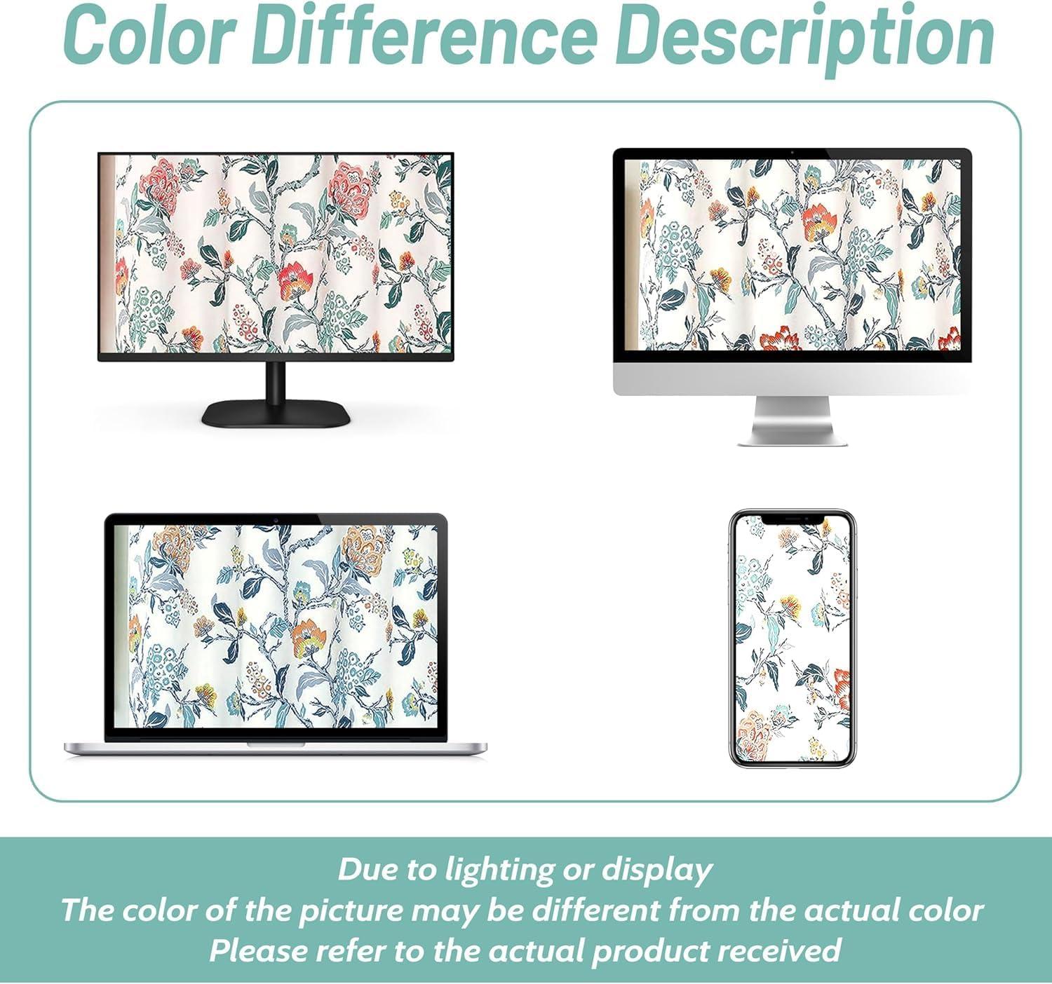 DriftAway Ada Floral Lined Thermal Insulated Room Darkening Blackout Grommet Window Curtains, 2 Panels, 52" x 72", Ivory Orange Teal