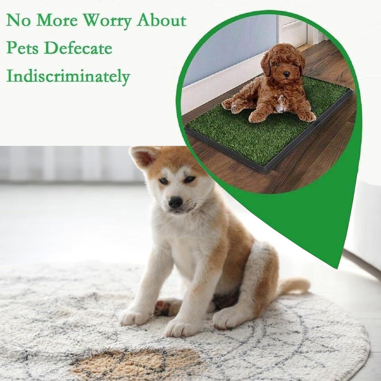 LOMANTOWN Fake Grass Dog Potty Pad Portable Dog Turf Trainer Grass with Tray, 30"x20"