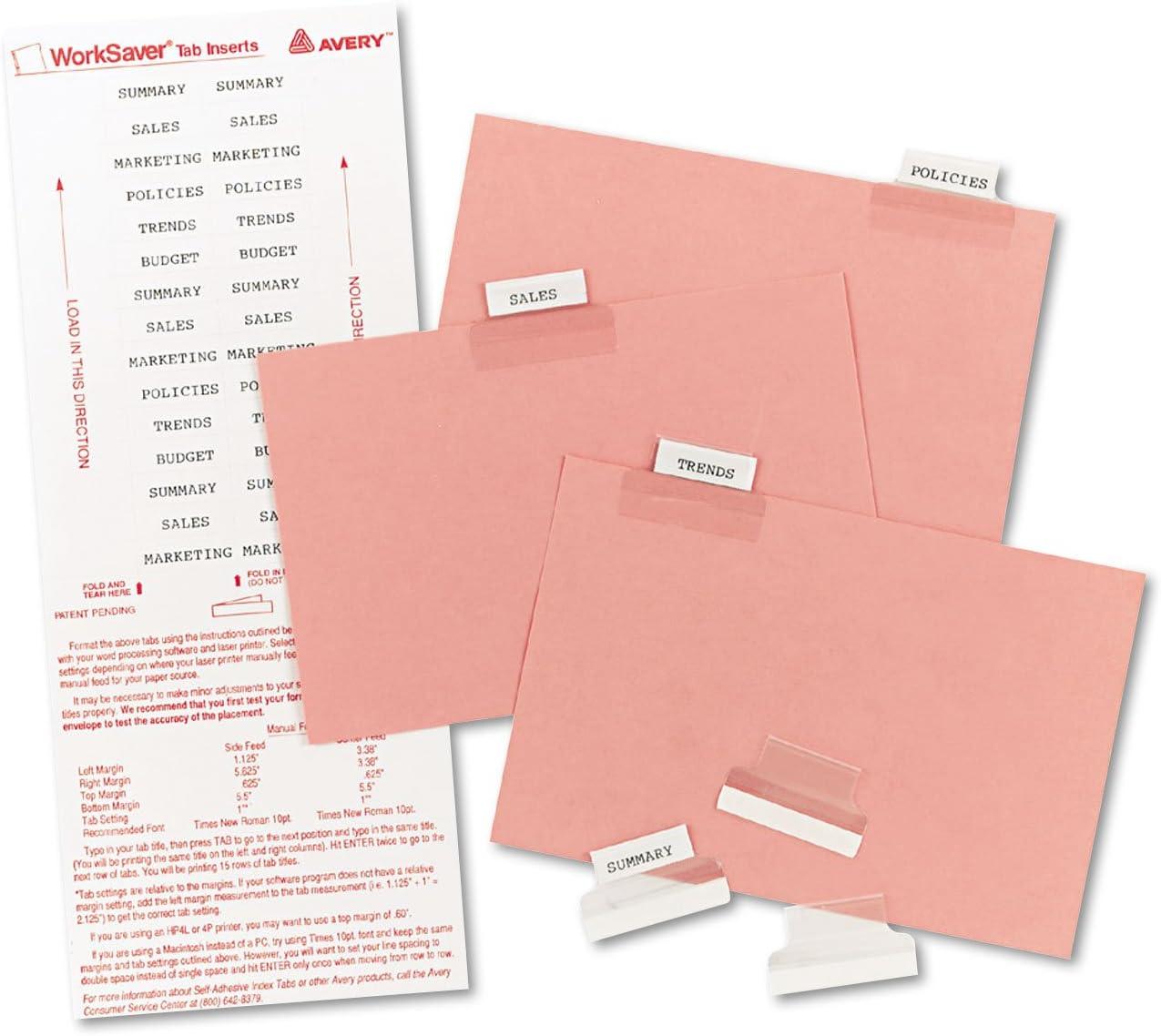 Avery Insertable Index Tabs with Printable Inserts One Clear Tab 25/Pack 16221