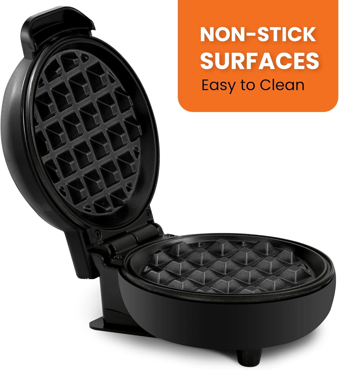 Elite Gourmet Mini Waffle Maker, Black