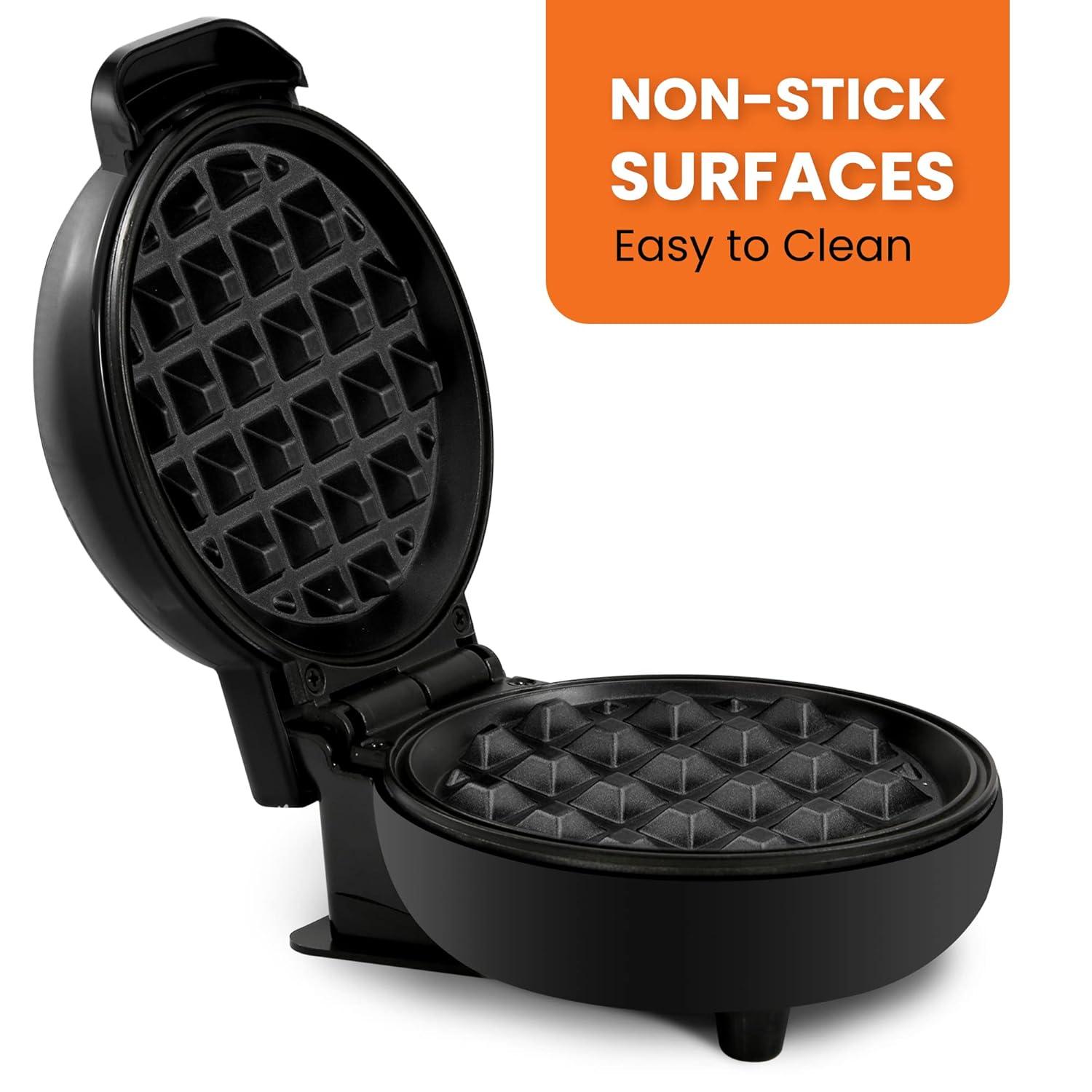 Elite Gourmet Mini Waffle Maker, Black