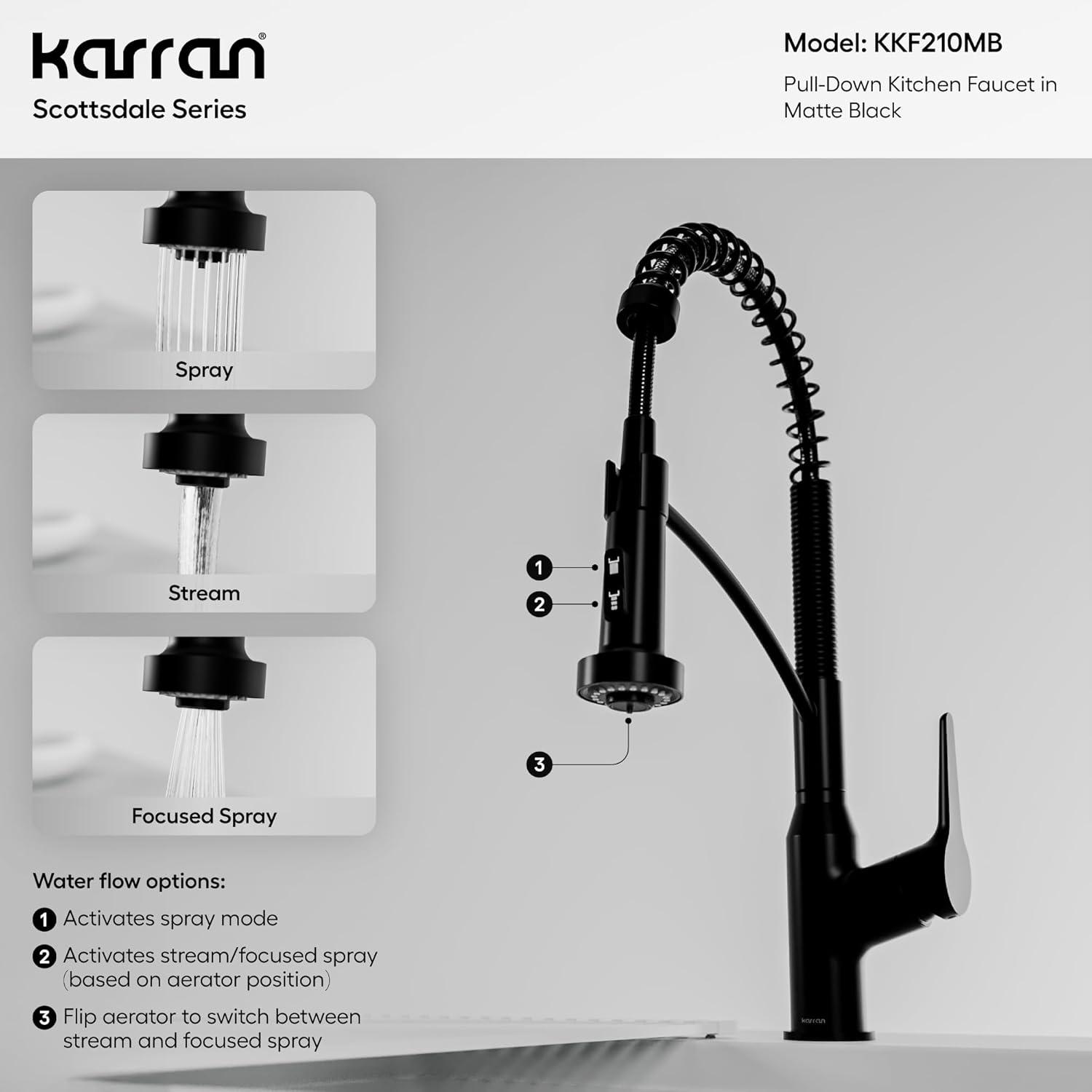 Karran Scottsdale Single-Handle Pull-Down Sprayer Kitchen Faucet
