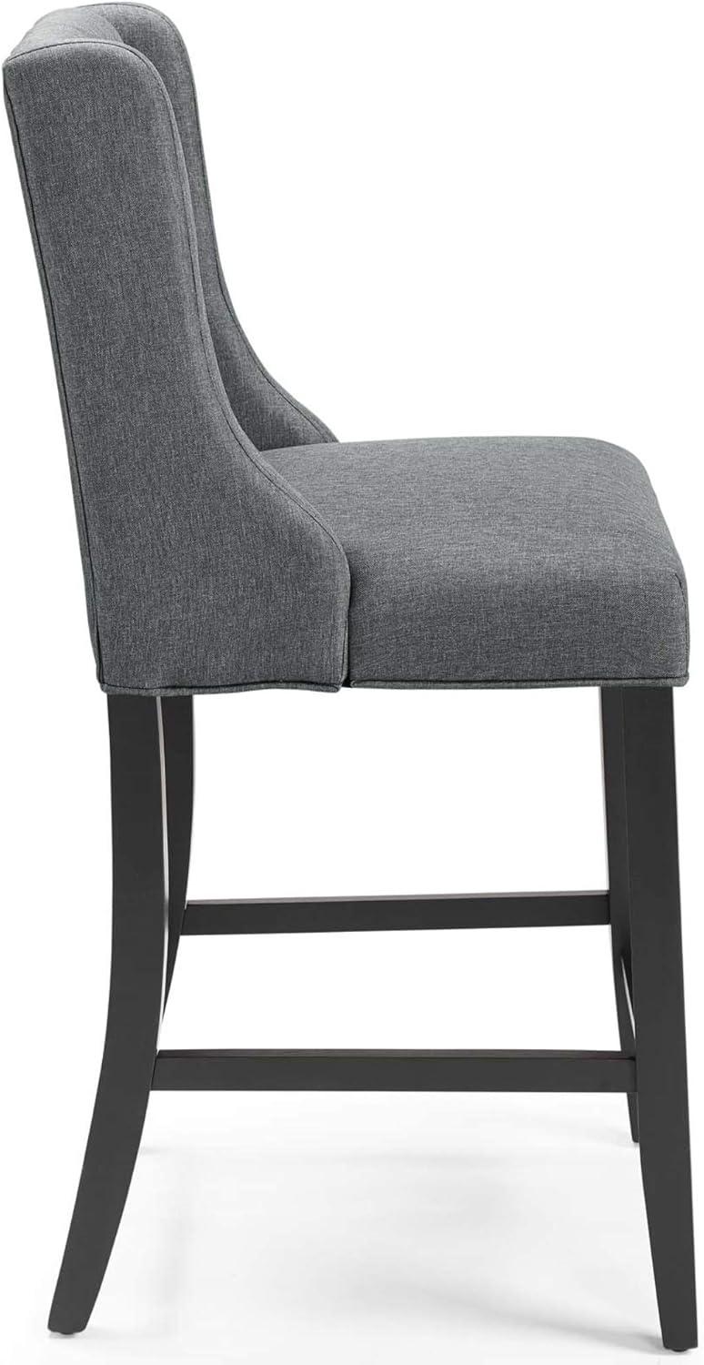 Luxurious Gray Tufted Button Upholstered Fabric Counter Stool