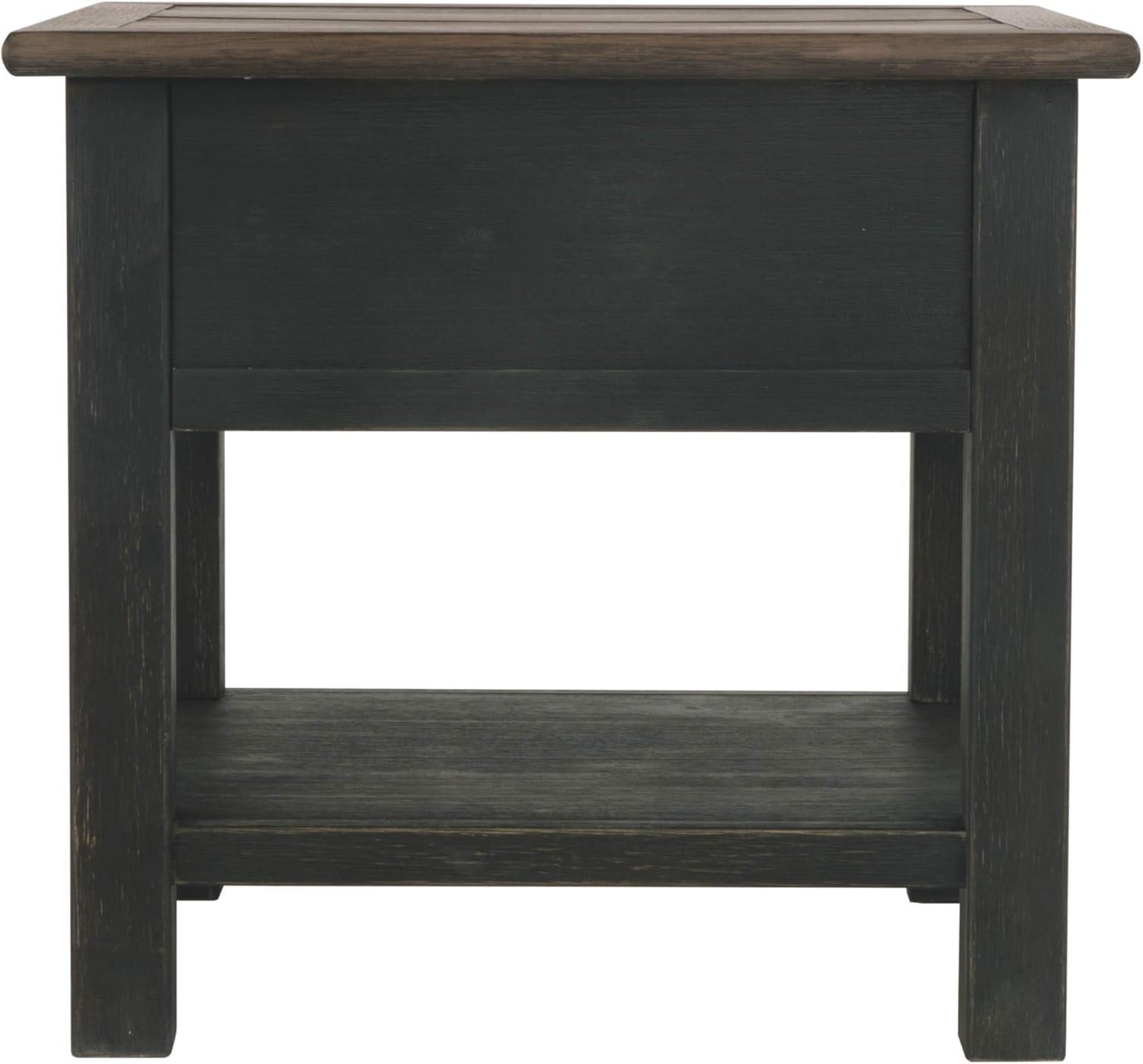 Tyler Creek End Table Grayish Brown/Black - Signature Design by Ashley: Mid-Century Modern, Wood Legs, Storage Shelf