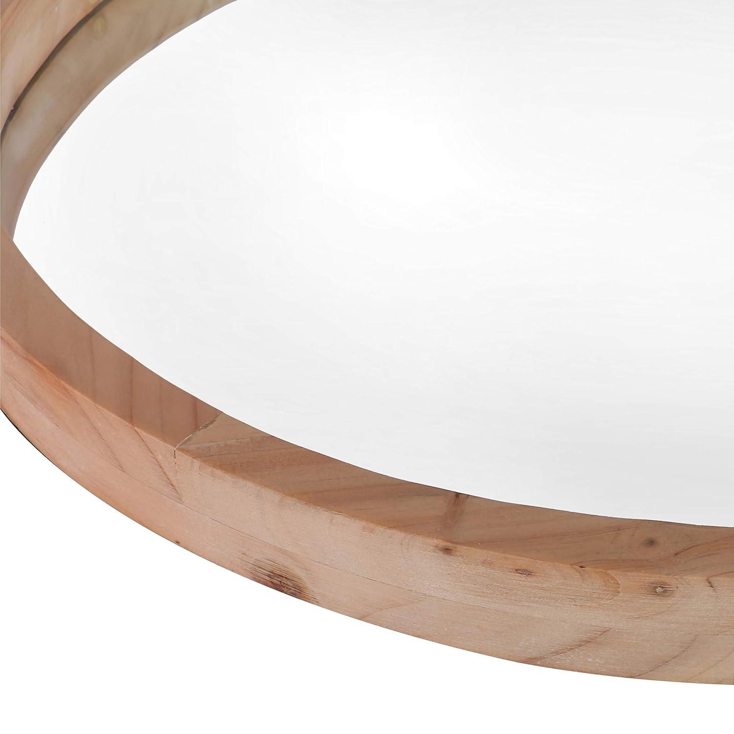 Mirrorize Round Wood Mirror 30" for Living Room Wall Decor, Decorative Wooden Circle Mirror, Bathroom Vanity Mirror, Farmhouse Large Circular Mirror for Entryway