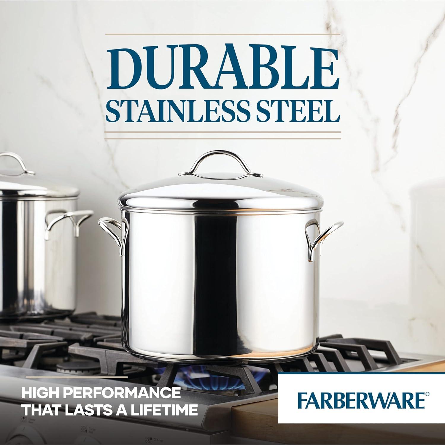 Farberware Classic 16-Quart Stainless Steel Induction Stockpot with Lid