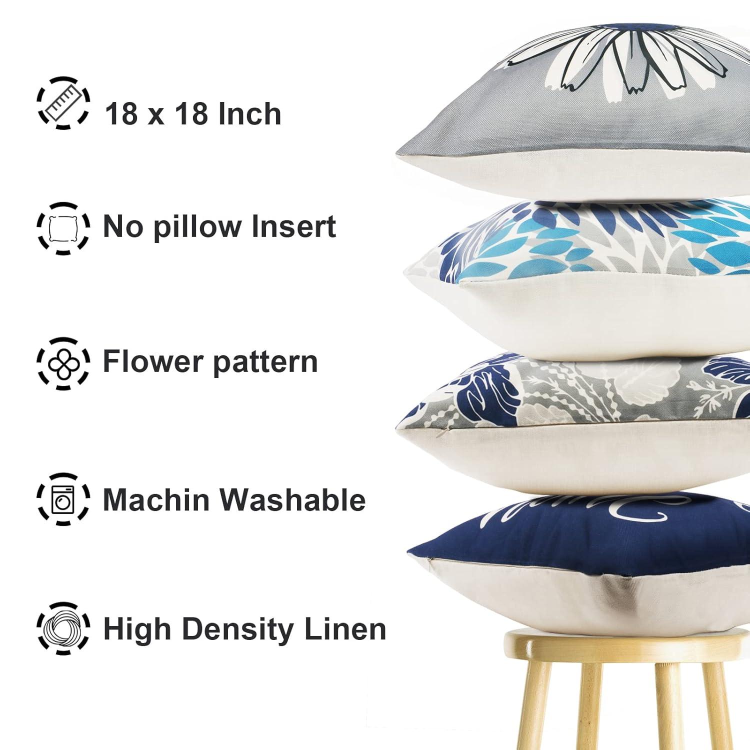 MAXAYA Decorative Throw Pillow Covers Set Of 4 Blue Pillow Covers 18X18...