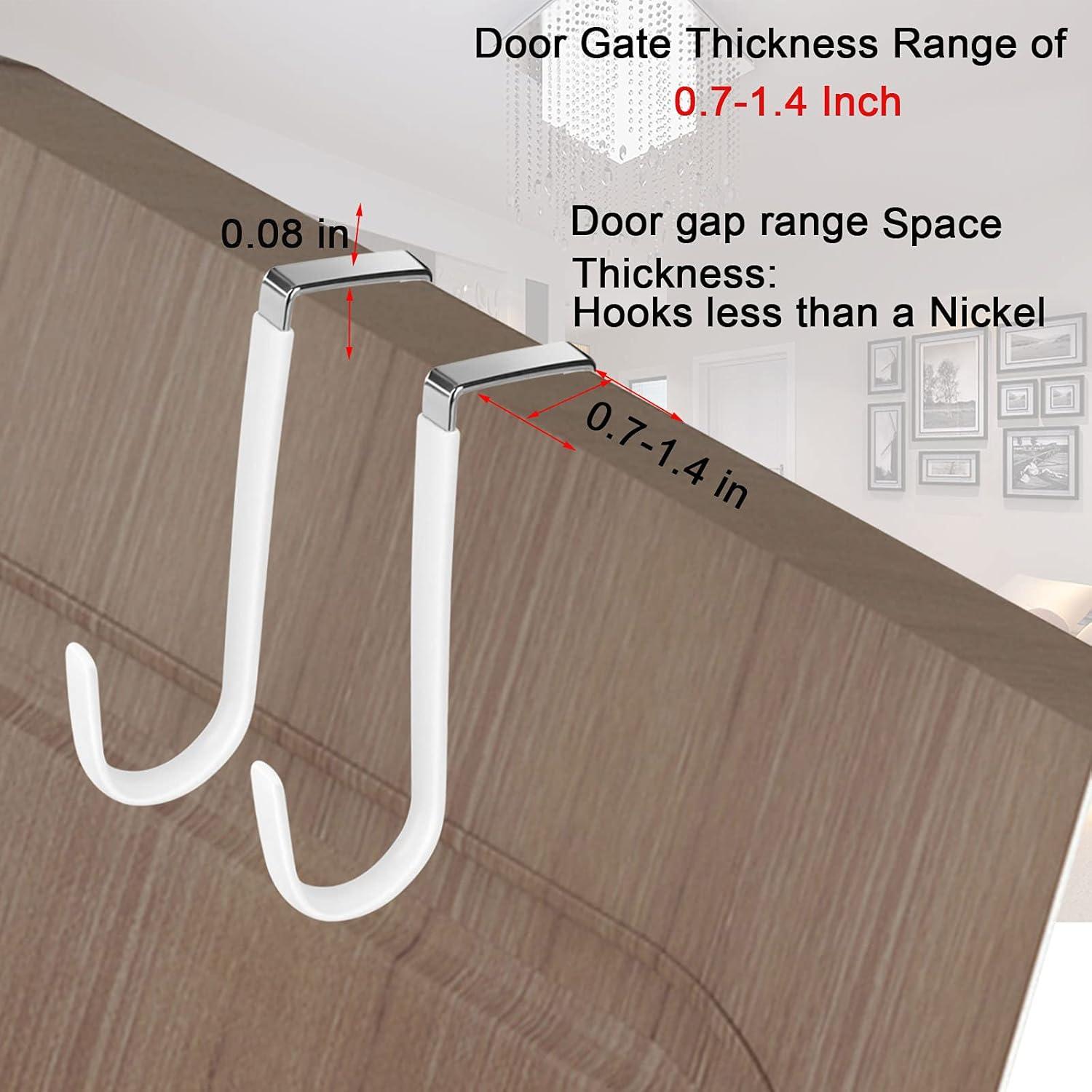 HUNANYG Over The Door   4 Pack Door Hangers  With Rubber Prevent Scratches Heavy Duty Organizer  For Living Room  Bathroom  Bedroom  Kitchen Hanging Clothes  Towels  Hats  Coats  Bags Whi