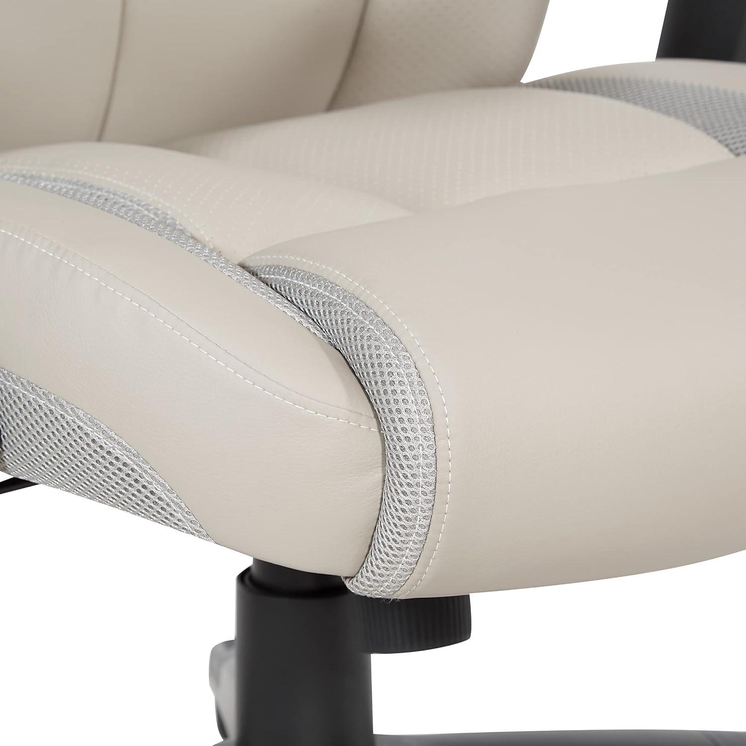 Executive High Back Taupe Gray Bonded Leather Office Chair