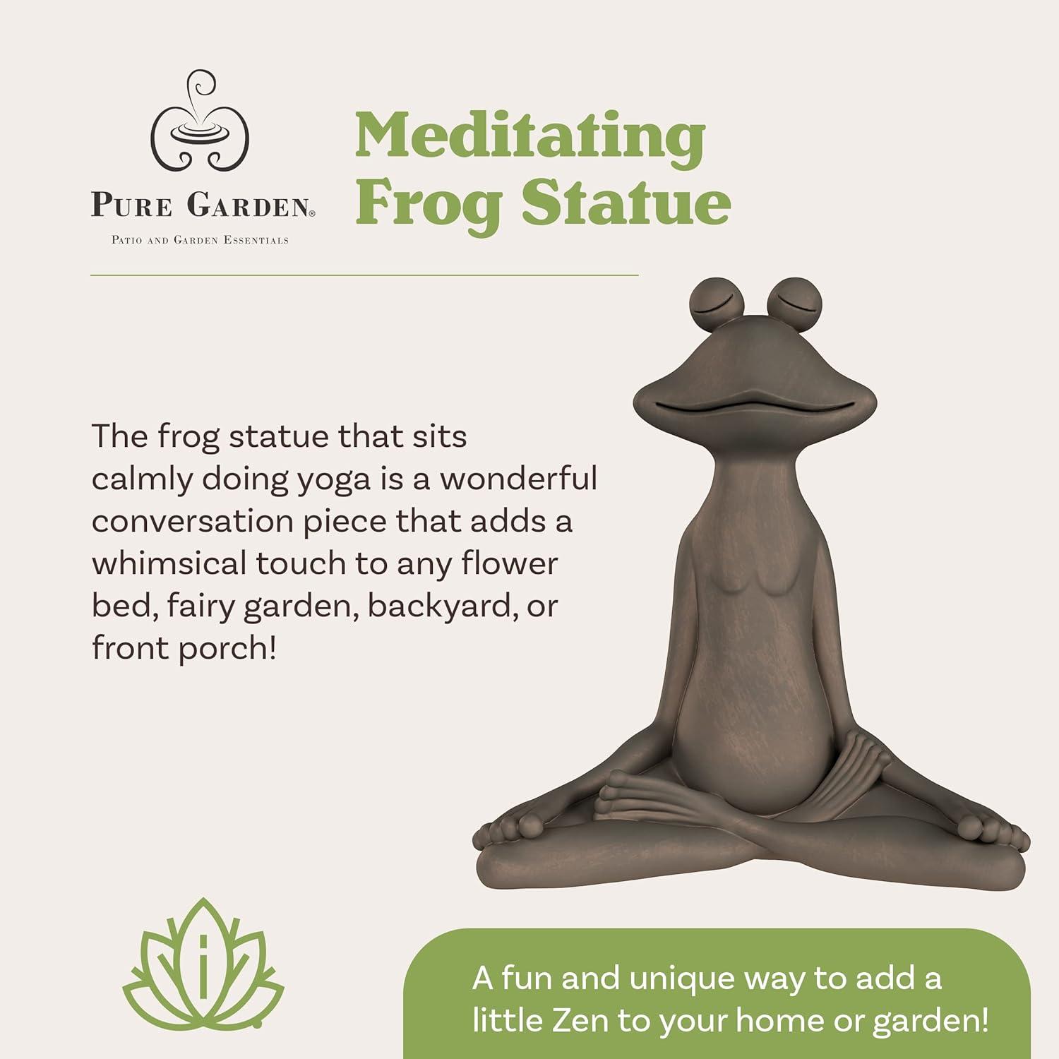 Pure Garden 50-LG1102 Meditating Frog Statue-Resin Zen Animal Yoga Figurine for Outdoor Lawn & Garden Decor