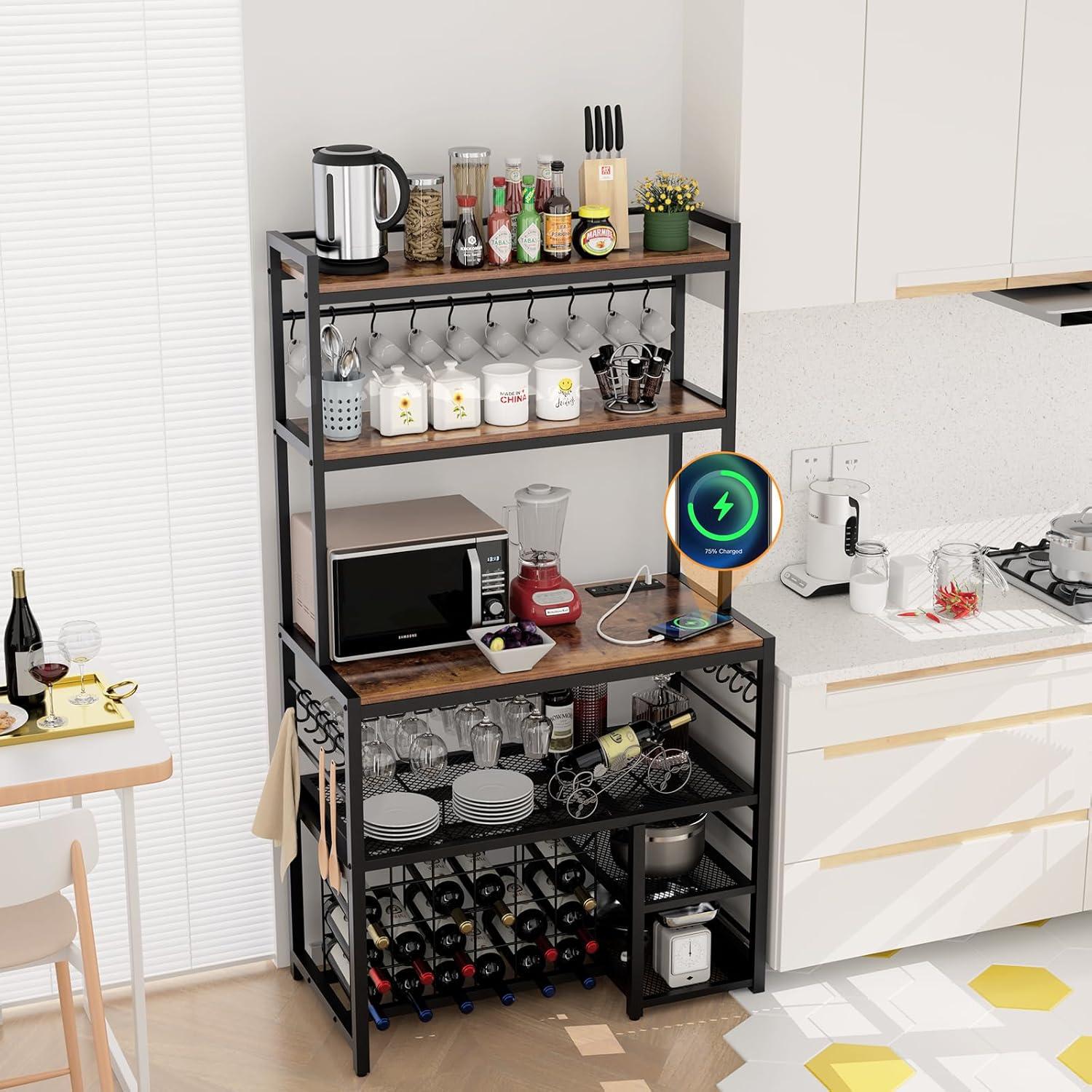 17 Stories Higginsville Wine Bar Cabinet with Outlet and LED Light