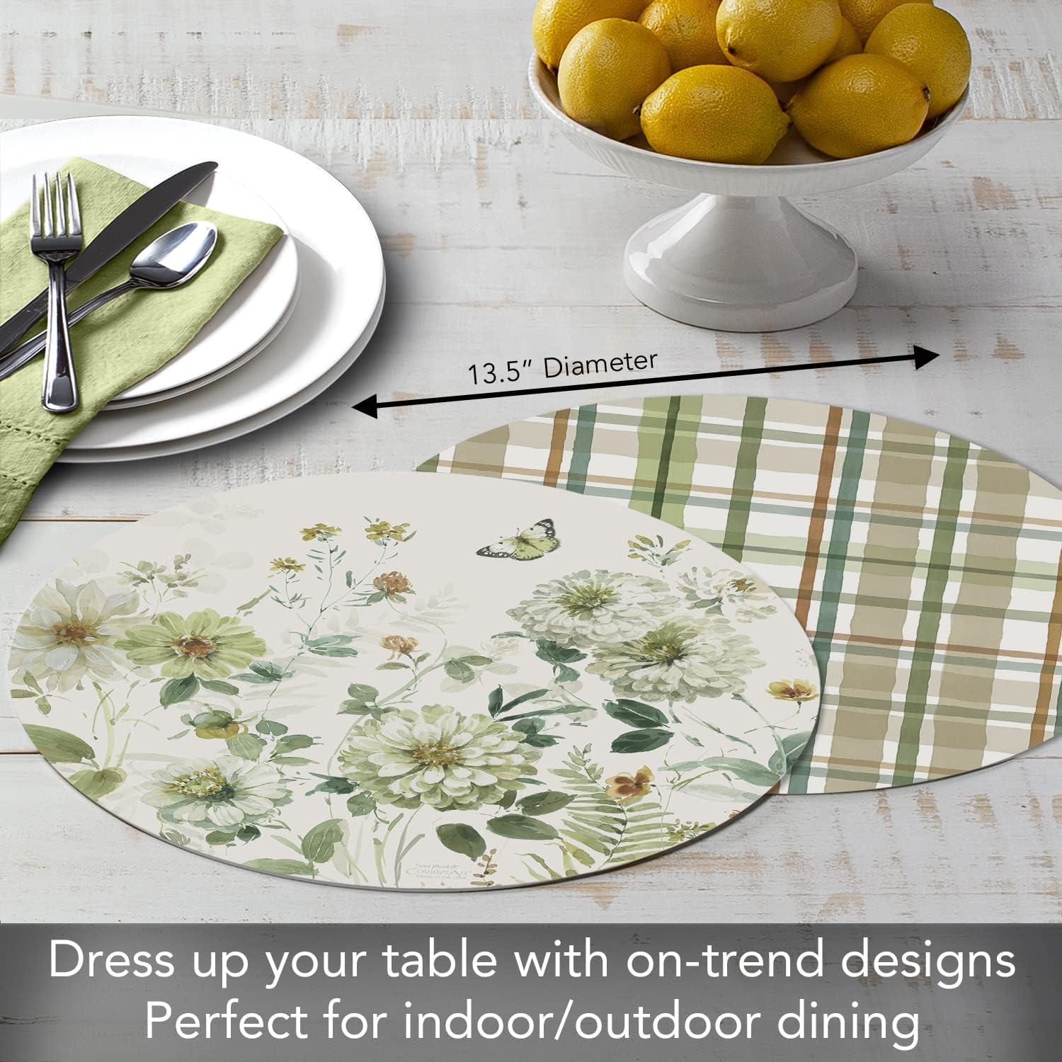 CounterArt "Fields Of Green" 4-Pack Round Reversible Plastic Tabletop Placemats