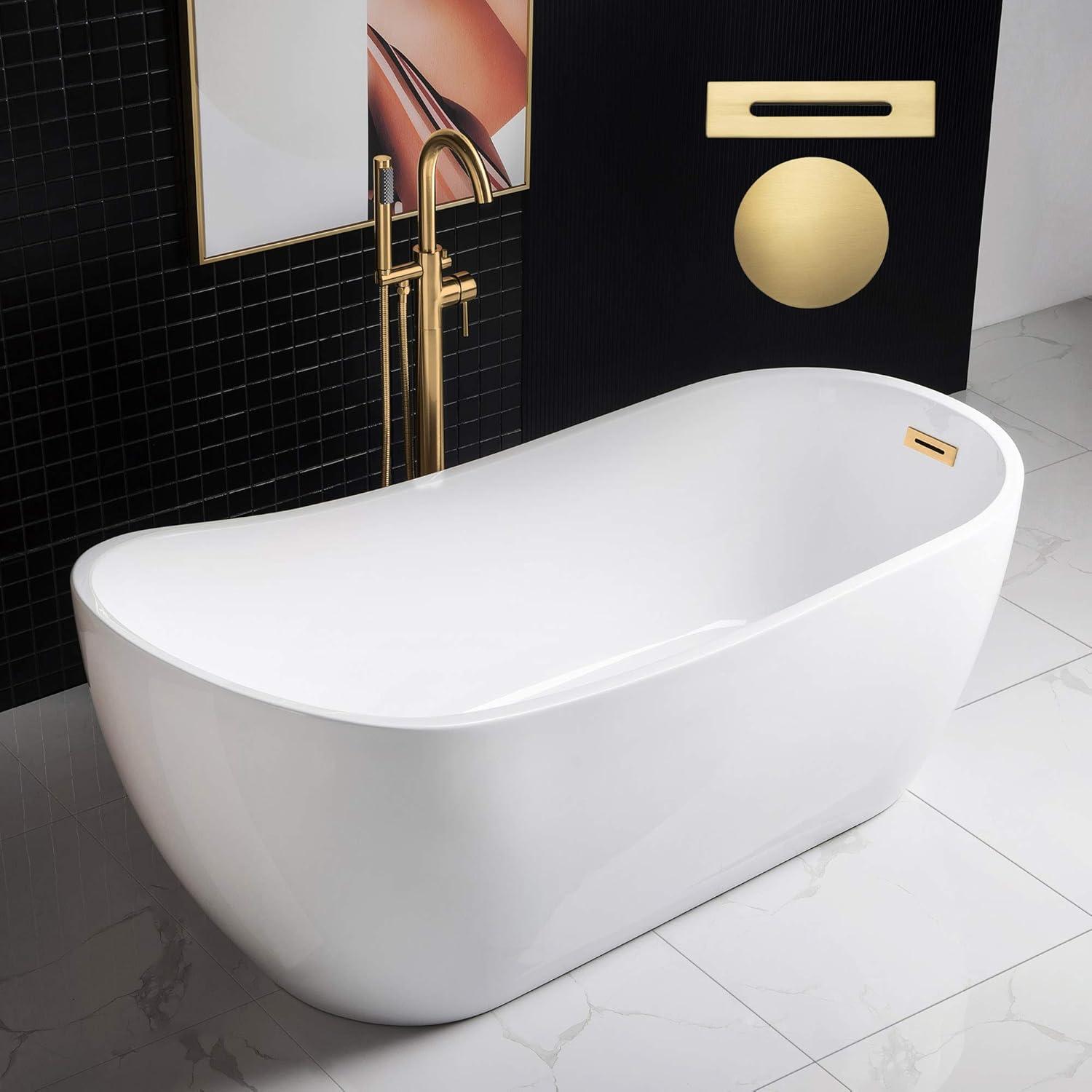 WoodBridge 67'' x 31.5'' Freestanding Soaking Acrylic Bathtub W-B0010-BG