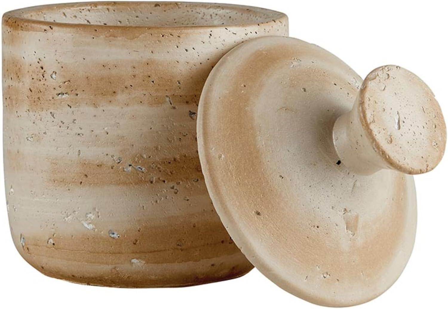 47th & Main Canister for Storage Cement Modern Home Décor for Coffee Table, 4.25" Dia x 6" H, Beige