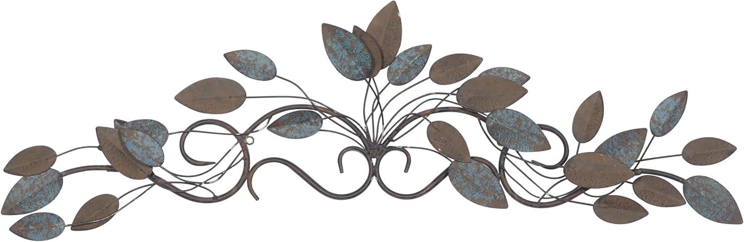 DecMode Blue Metal Scroll Leaf Wall Decor