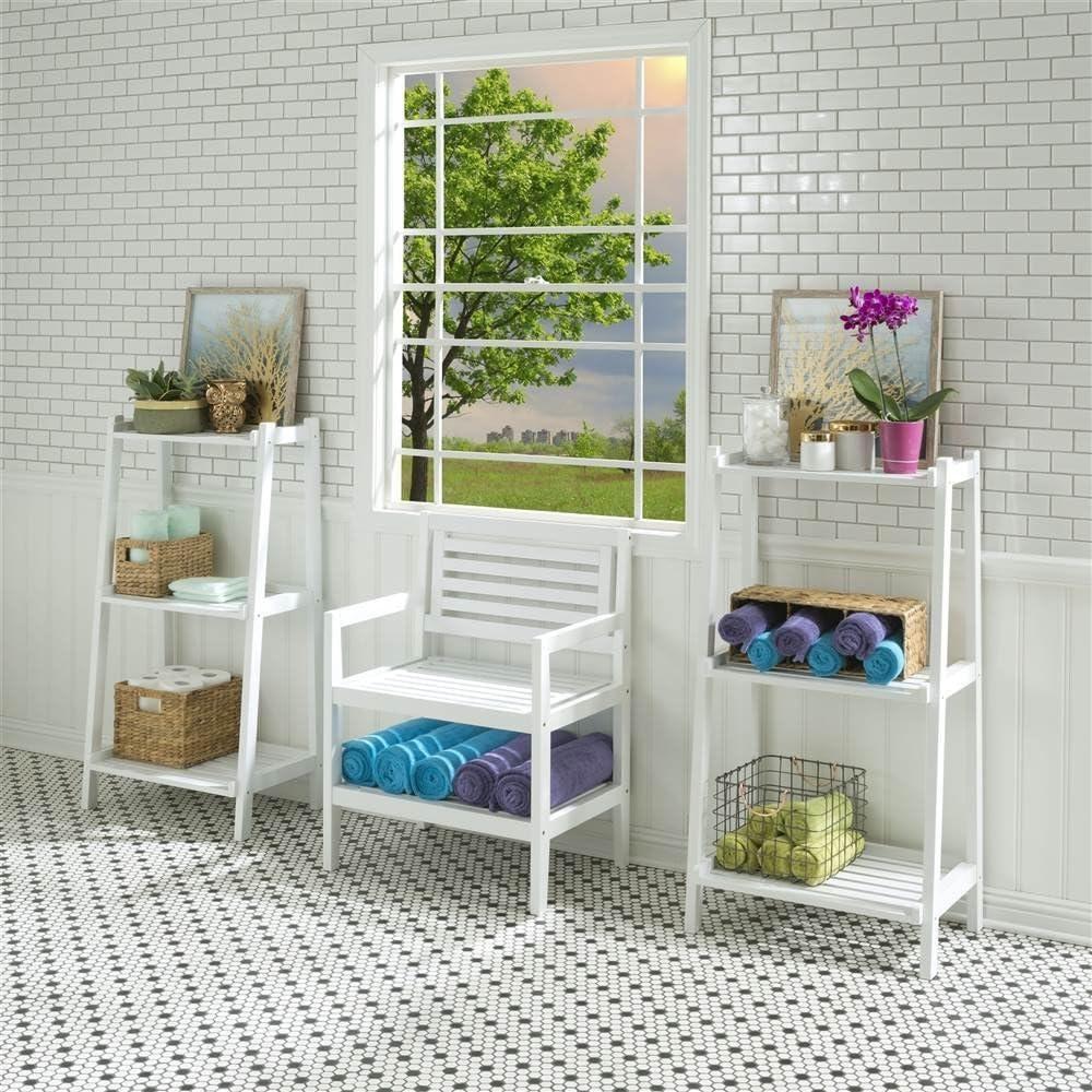 Birchwood Transitional 3-Tier White Ladder Bookshelf