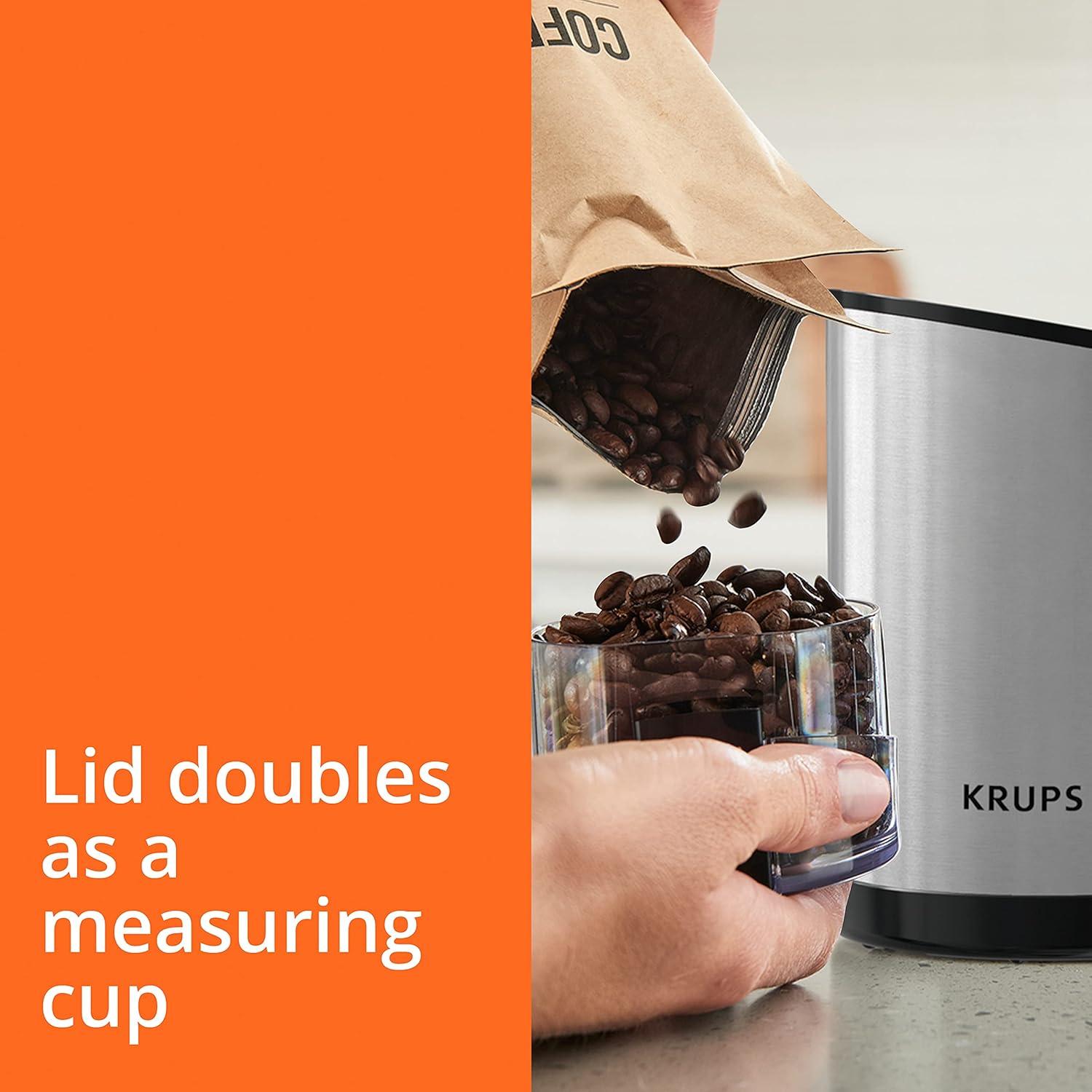 Krups Fast-Touch Stainless Steel Coffee and Spice Grinder, GX204