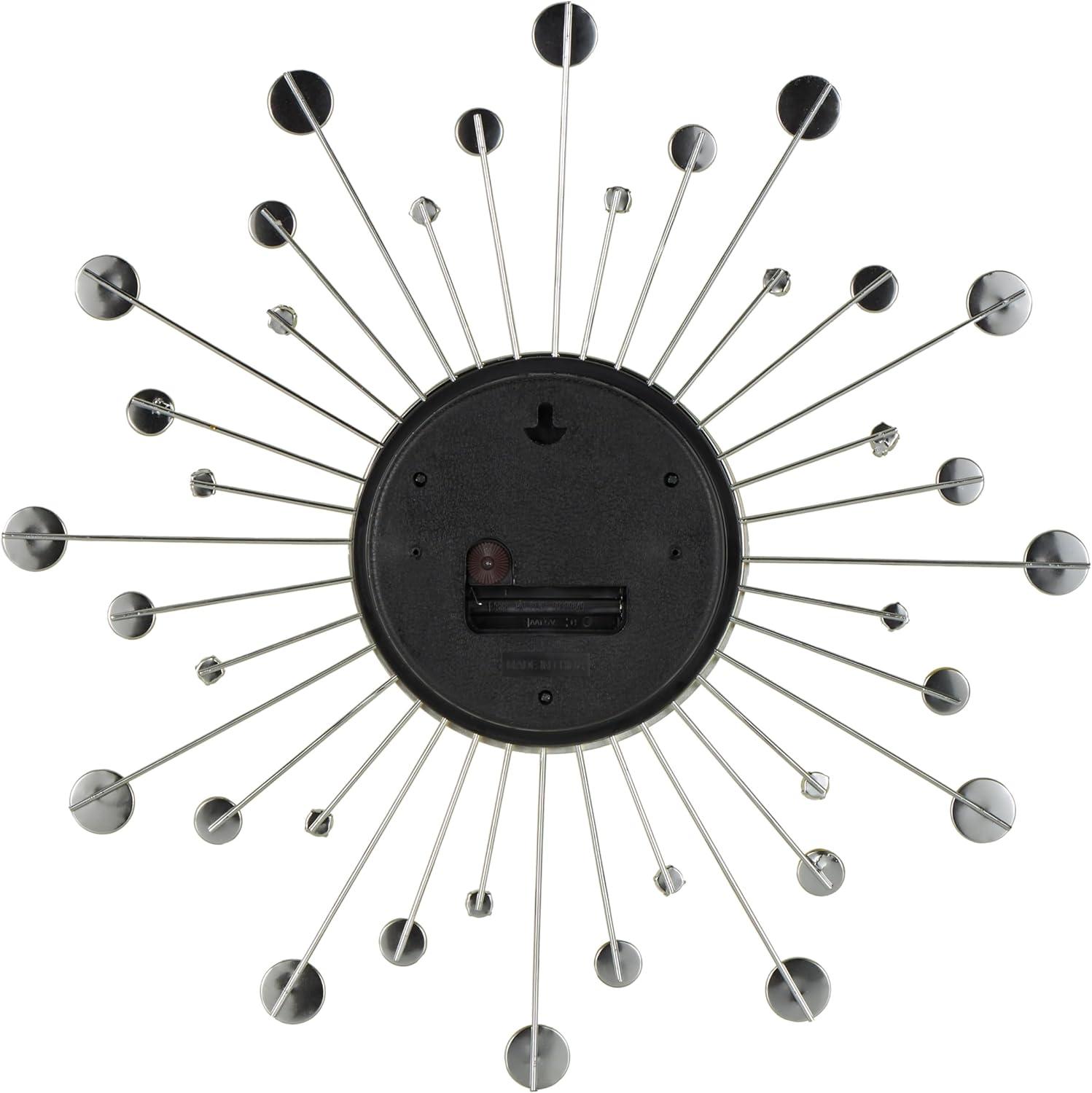 DecMode Gold Metal Glam Wall Clock, 15”L x 0.5”W x 15”H, Features Starburst Design