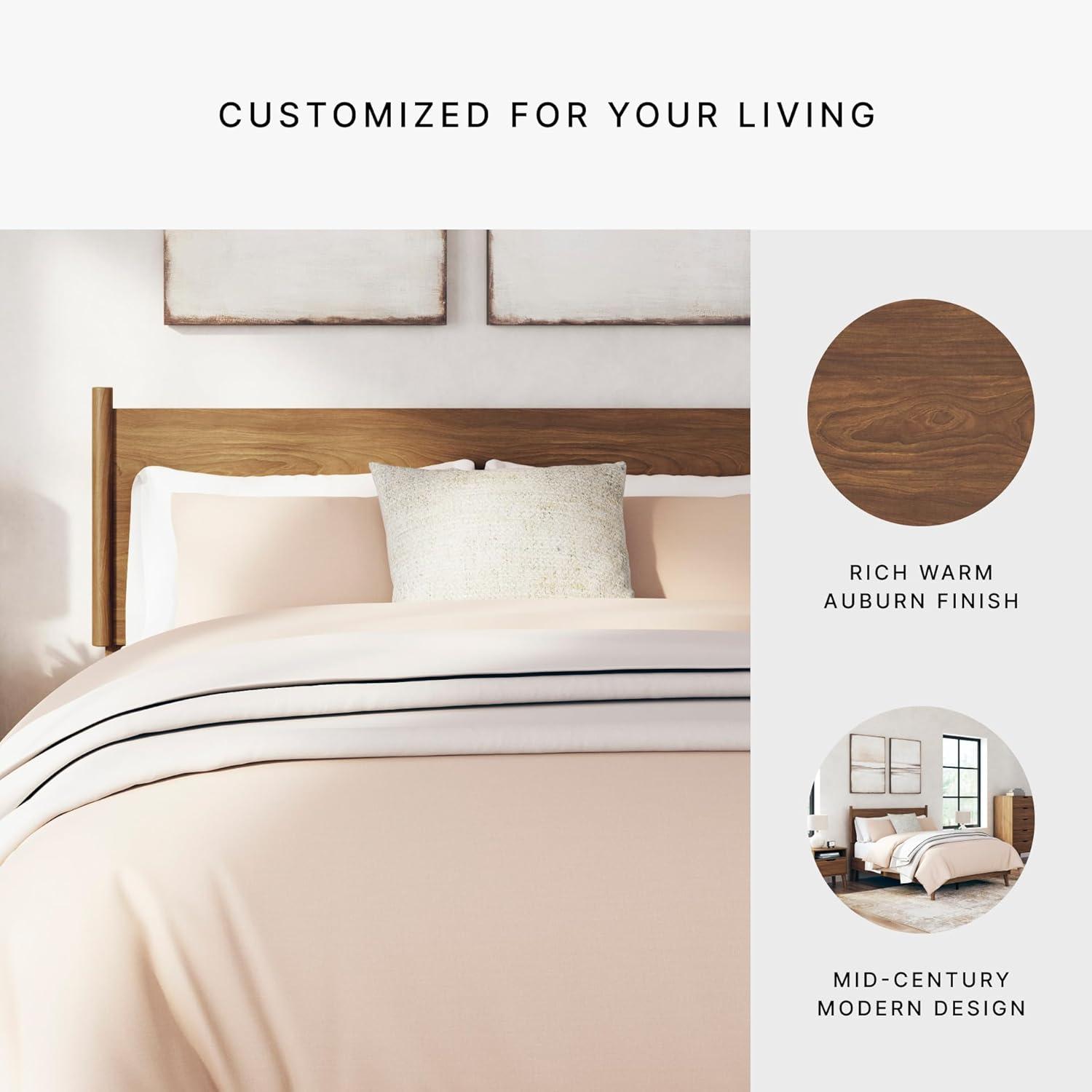 Queen Dark Brown Wood Platform Bed