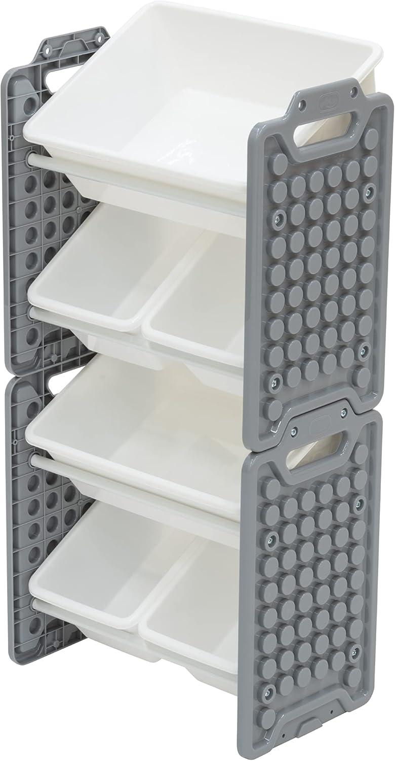 UNiPLAY Toy Organizer With 6 Removable Storage Bins and Block Play Panel, Multi-Size Bin Organizer