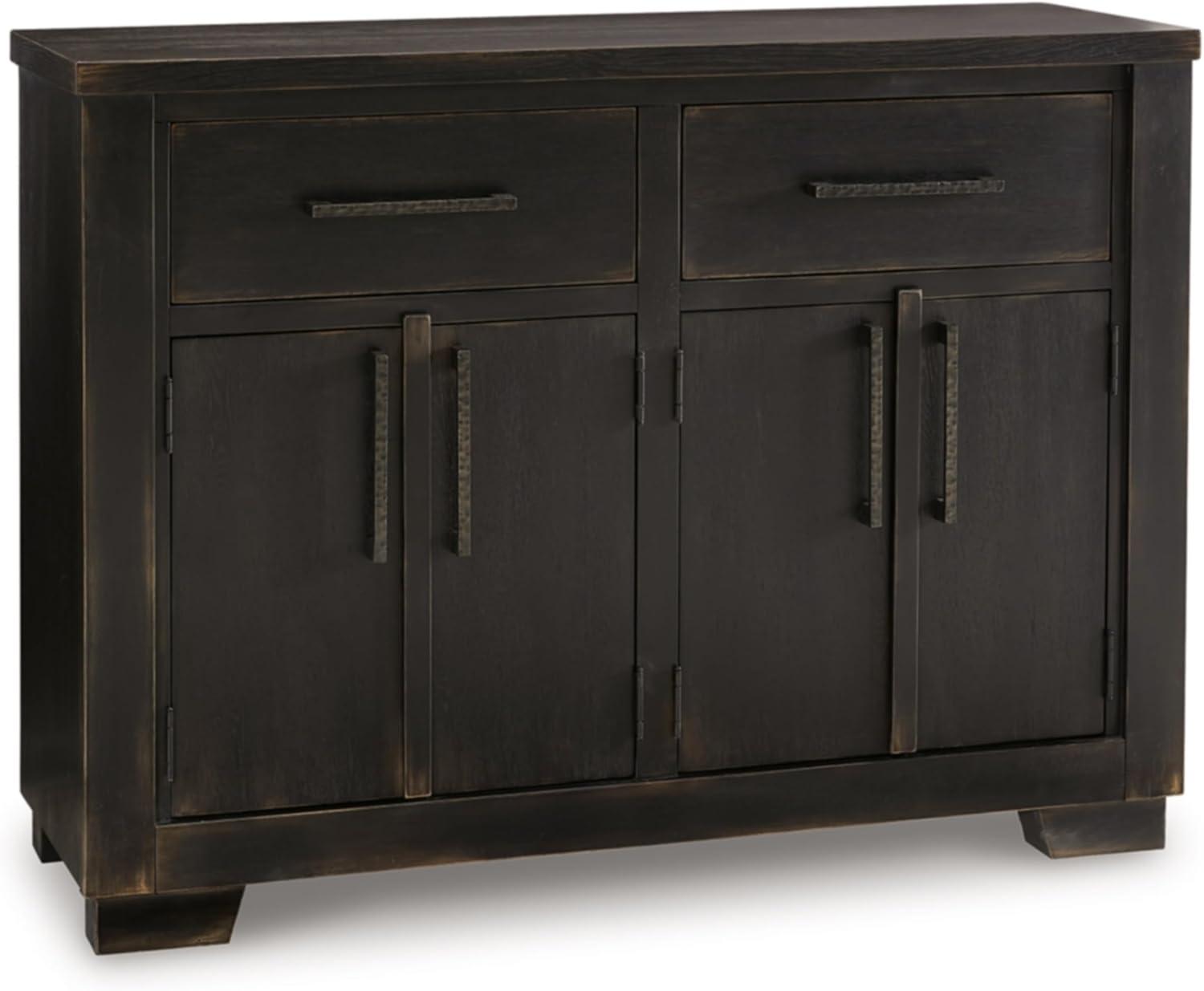 Black Modern Hardwood Dining Buffet with Adjustable Shelves