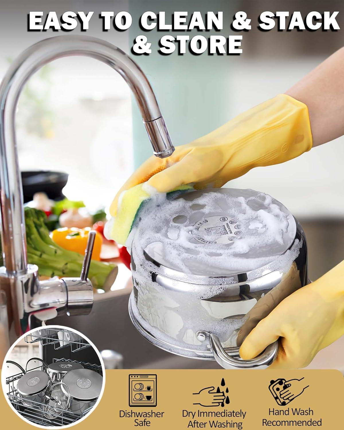 Cook N Home Cook N Home Kitchen Cookware Sets, 12-Piece Basic Stainless Steel Pots and Pans, Silver