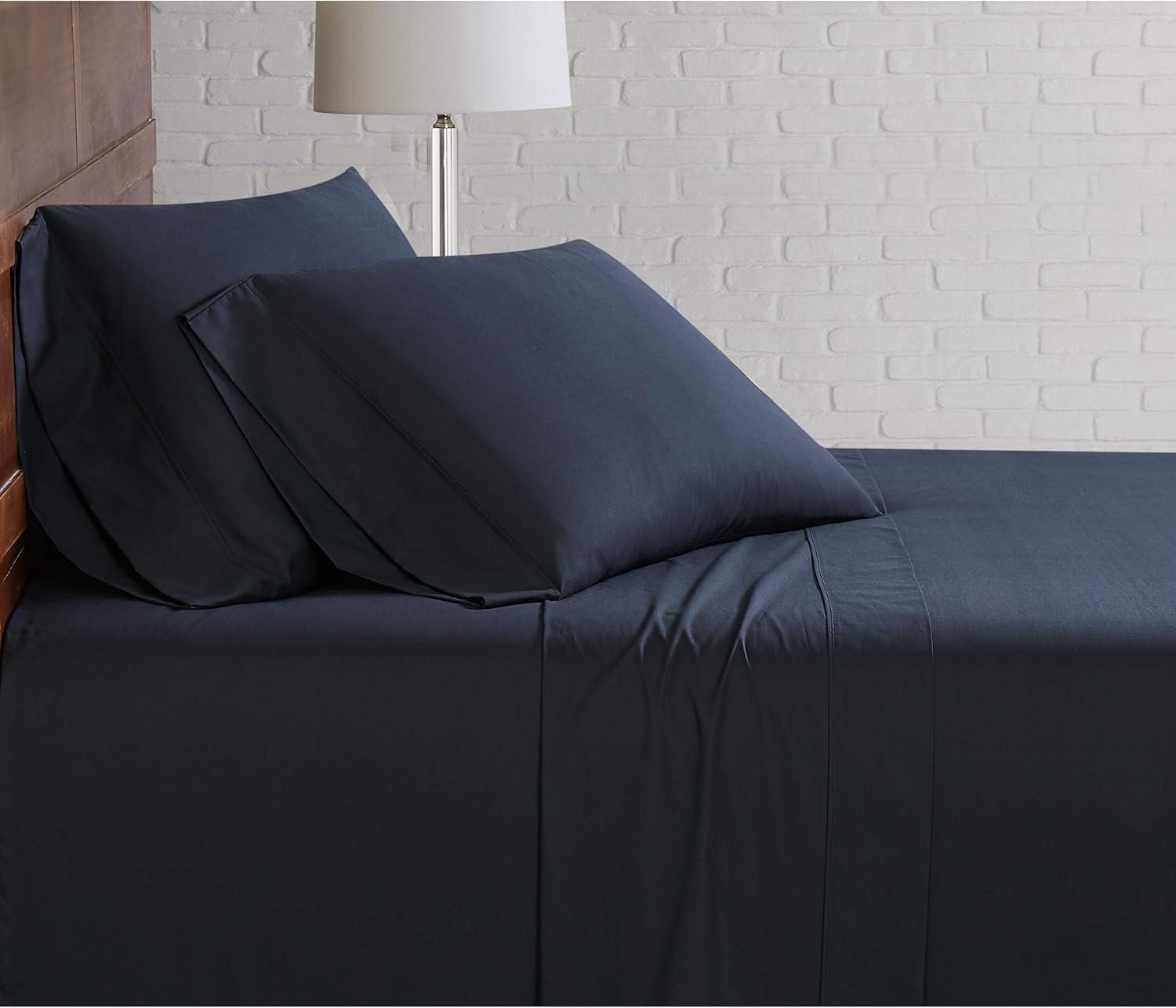 Classic Black Cotton Percale Full Sheet Set