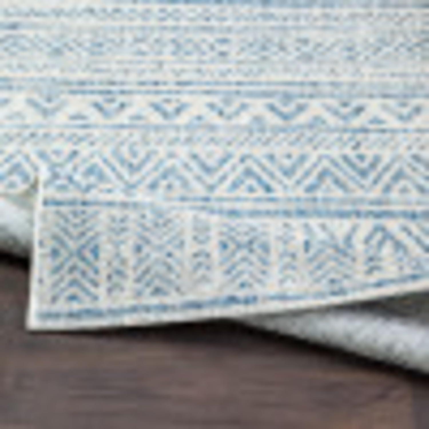 Livabliss Eagean Global Indoor/Outdoor Area Rug,6'7" Square,Denim/Cream